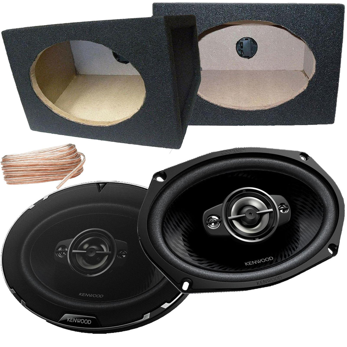 Kenwood KFC-PS6987 - 6x9 1340 Watts 4-Way Car Speakers with Black MDF Boxes Pair