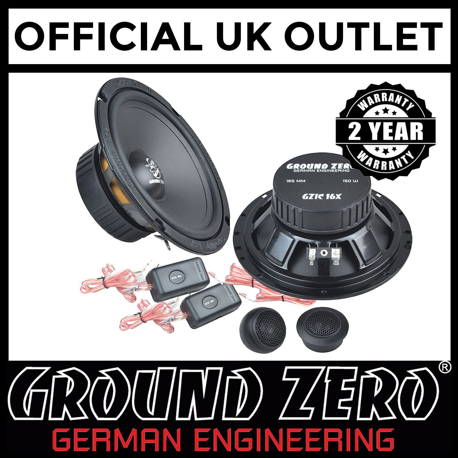 Fiat 500 2007 On 300 Watts 6.5" 2 Way Component Front Door Car Speakers