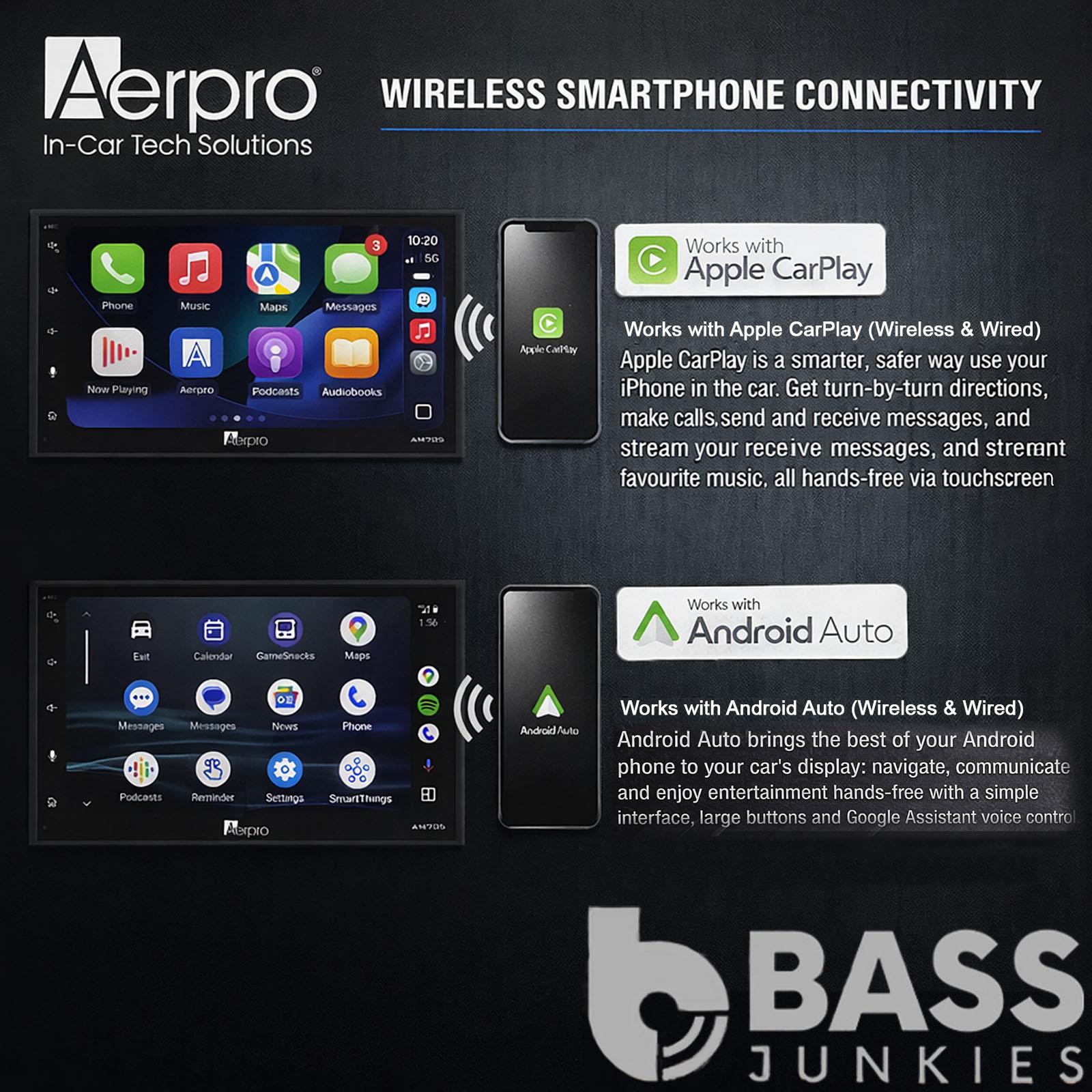 Aerpro AM705 6.8" Bluetooth Radio Android Auto Apple CarPlay Wireless Wired Car Stereo