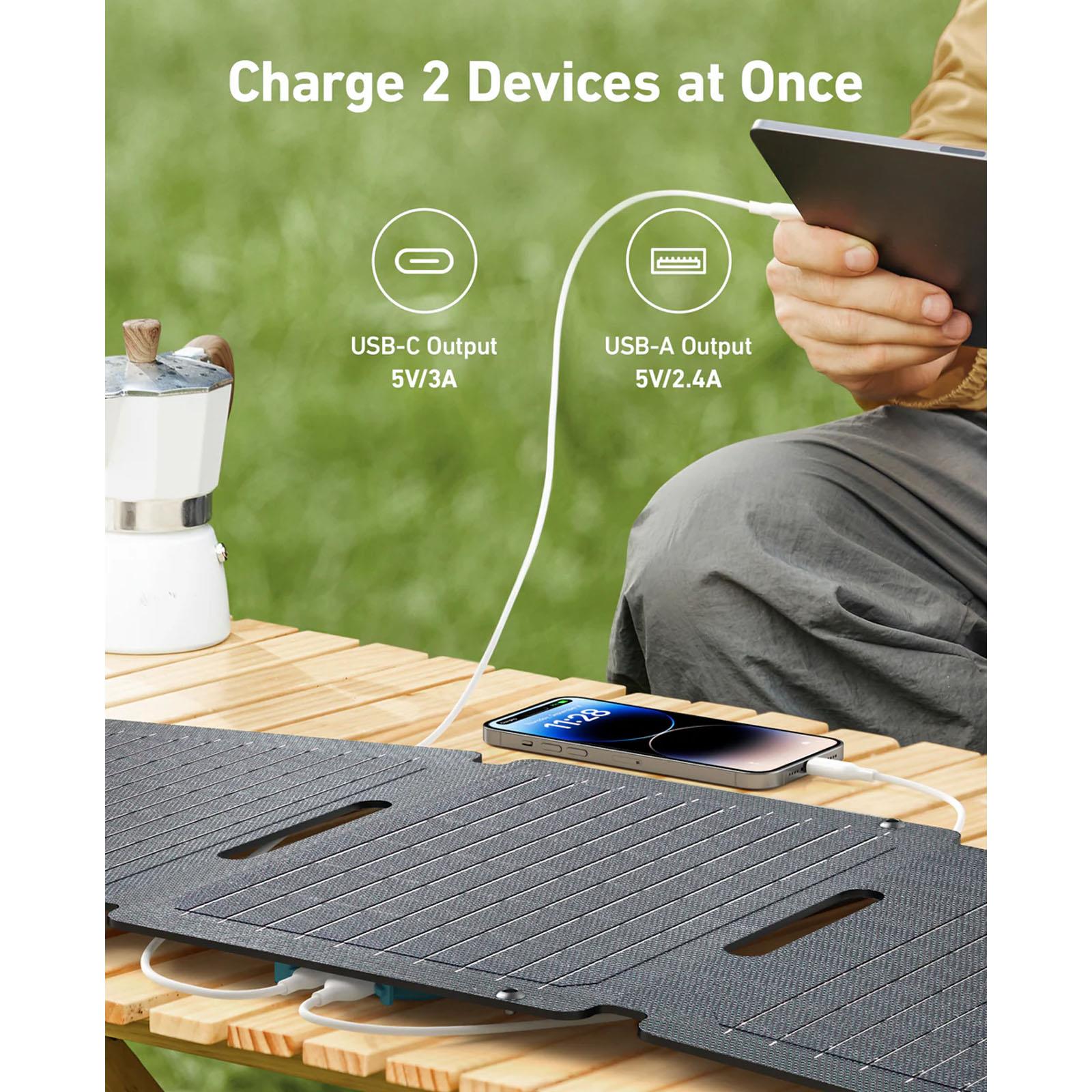 Anker SOLIX - PS30 30 Watt Foldable Portable Solar Panel with USB-C & USB-A Outputs