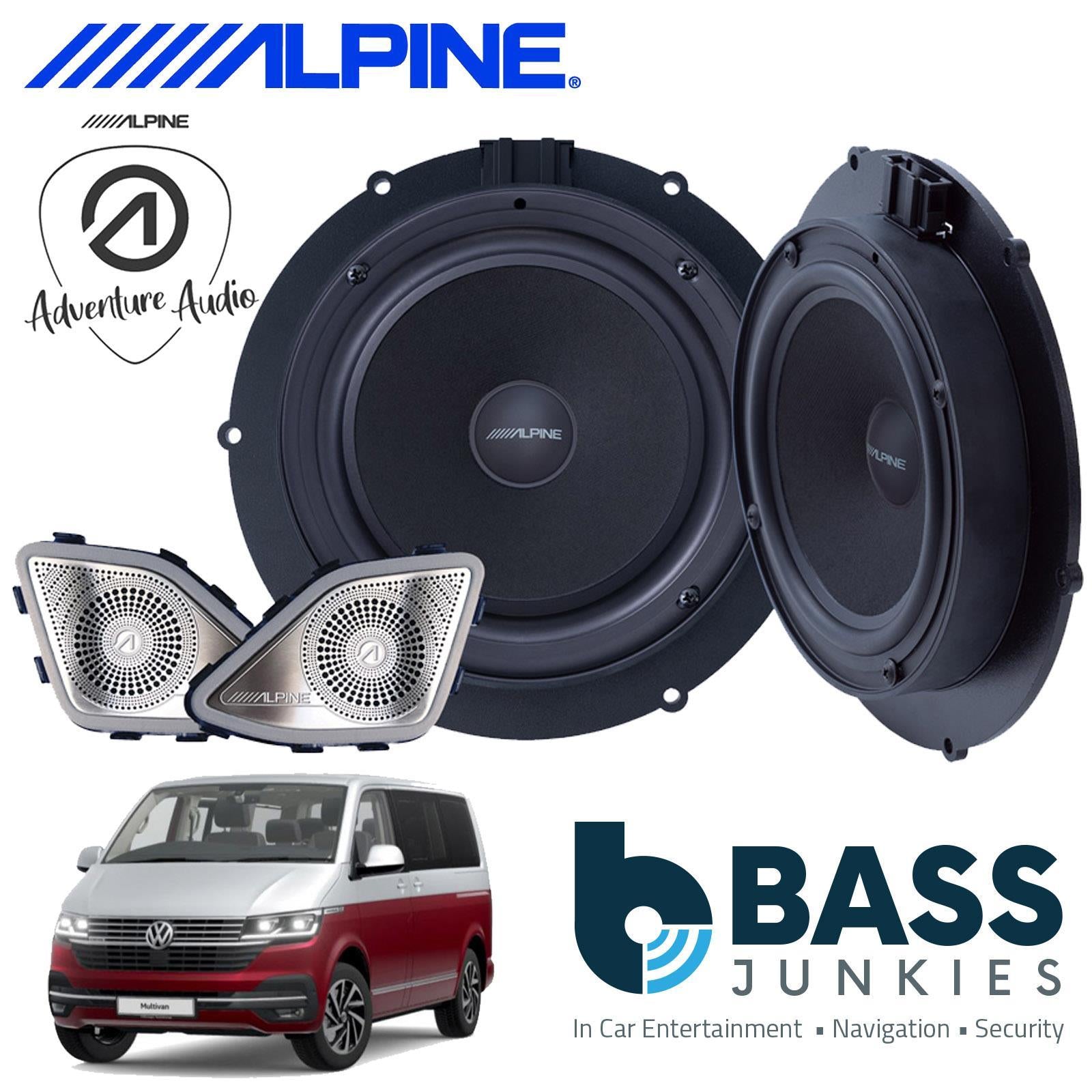 Alpine SPC-W84AT6-2 6-Channel DSP Amplifier Subwoofer Bass Box & Car Speaker Kit for VW Transporter T6