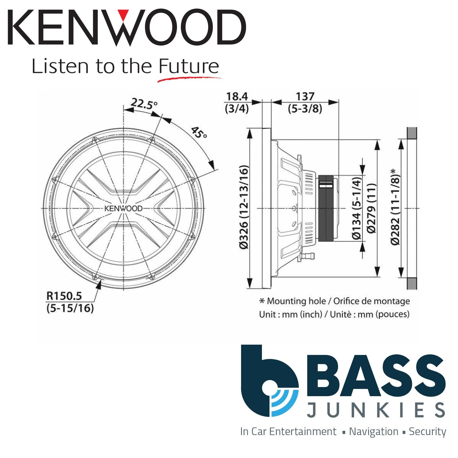 Kenwood KFC-PS3017W - 12" 30 cm 2000 Watts Car Subwoofer Sub