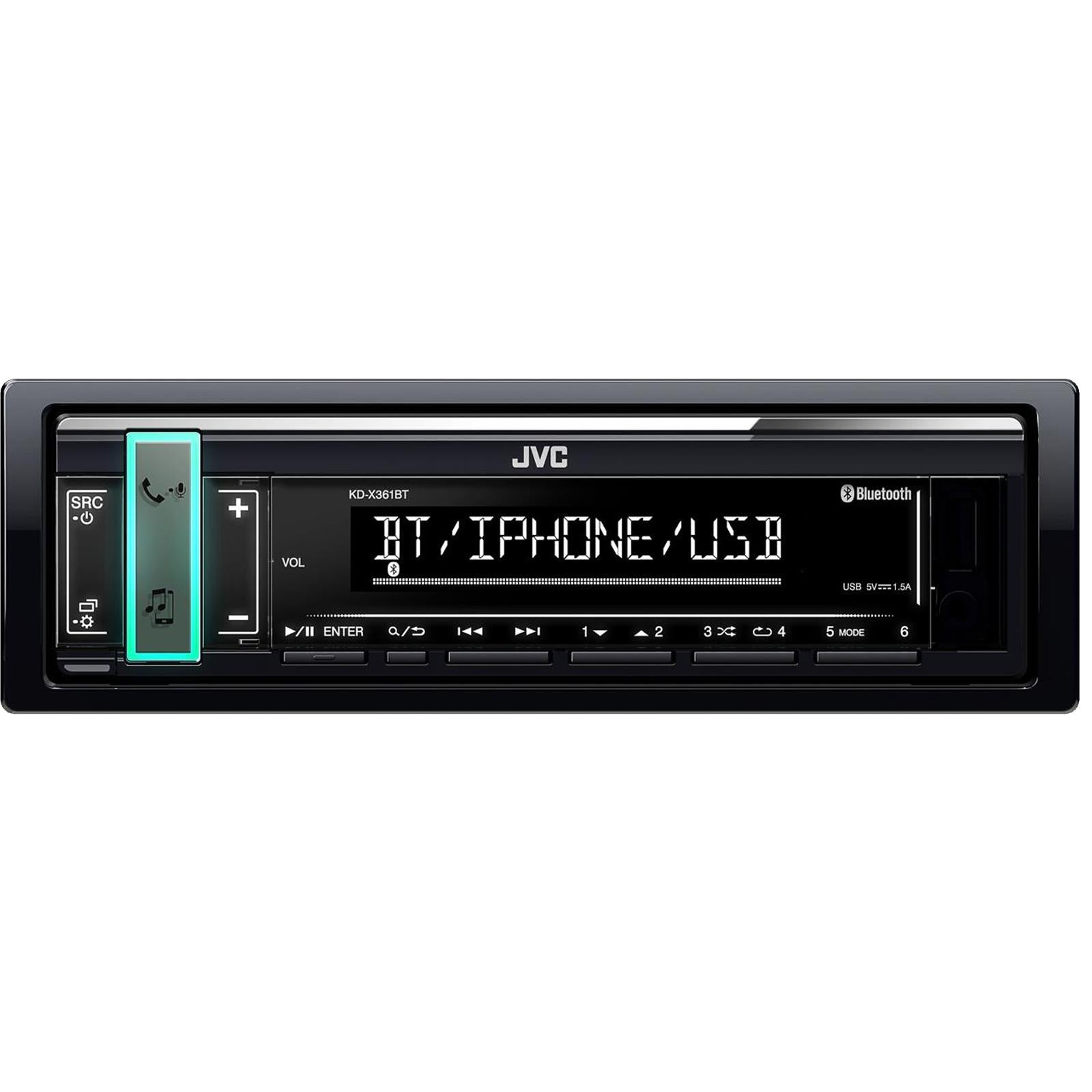 JVC REFURBISHED Premium Mechless Tuner Bluetooth, iPhone|Android|Spotify [USB|Steering Wheel Controls ] Bluetooth 2 Phones Full-Time Connection with Voice Dialing iPod/iPhone Music Playback