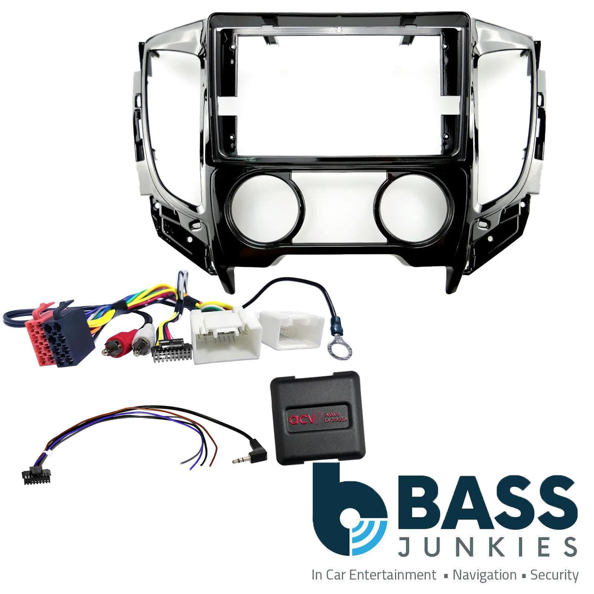 For Mitsubishi Triton 2015-22 Fascia Panel & Steering Control Interface For 9" Android Car Stereo
