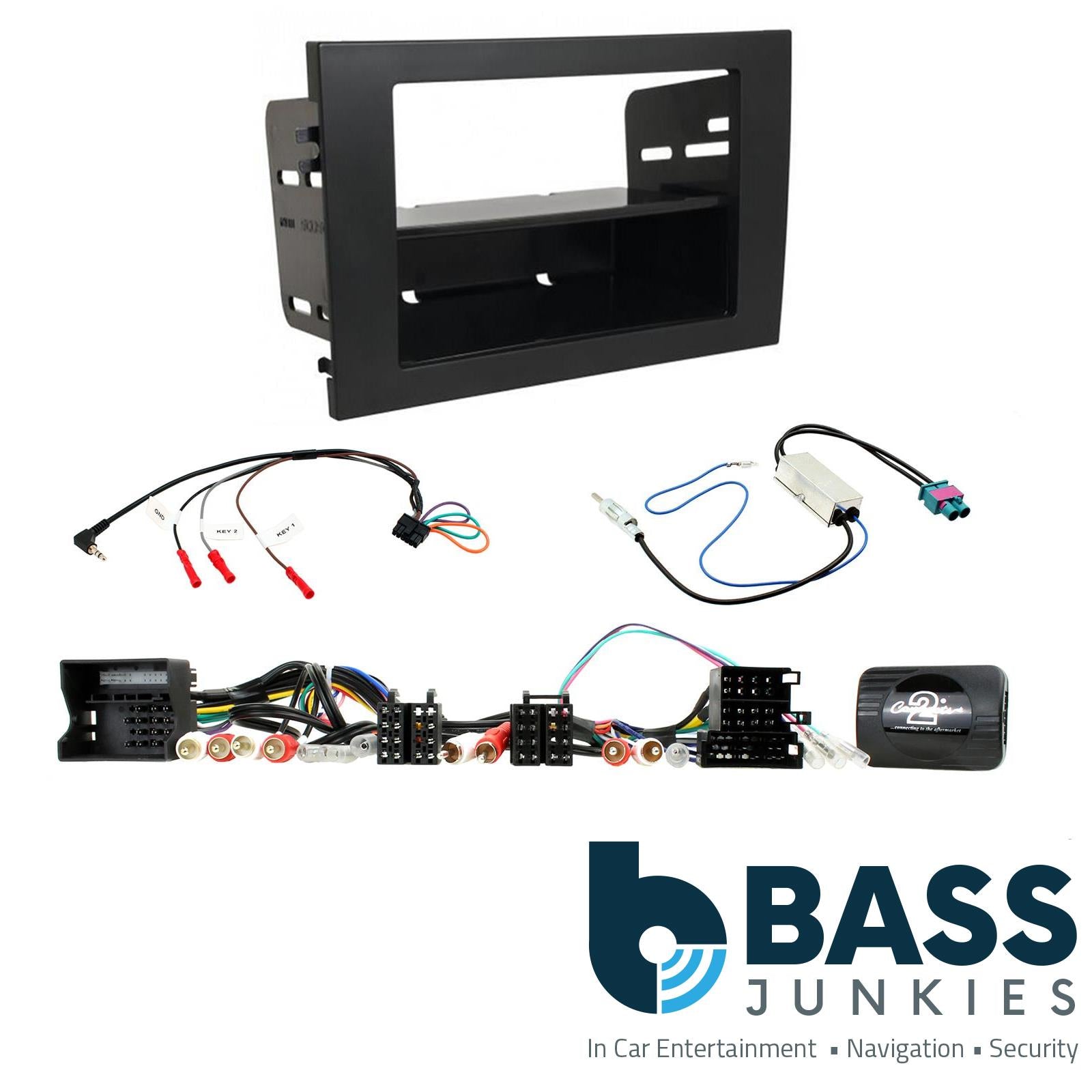 Connects 2 CTKAU09 - Audi A4 2001 - 2007 Single Din Or Double Din Facia & Steering wheel Interface Fitting Installation Kit
