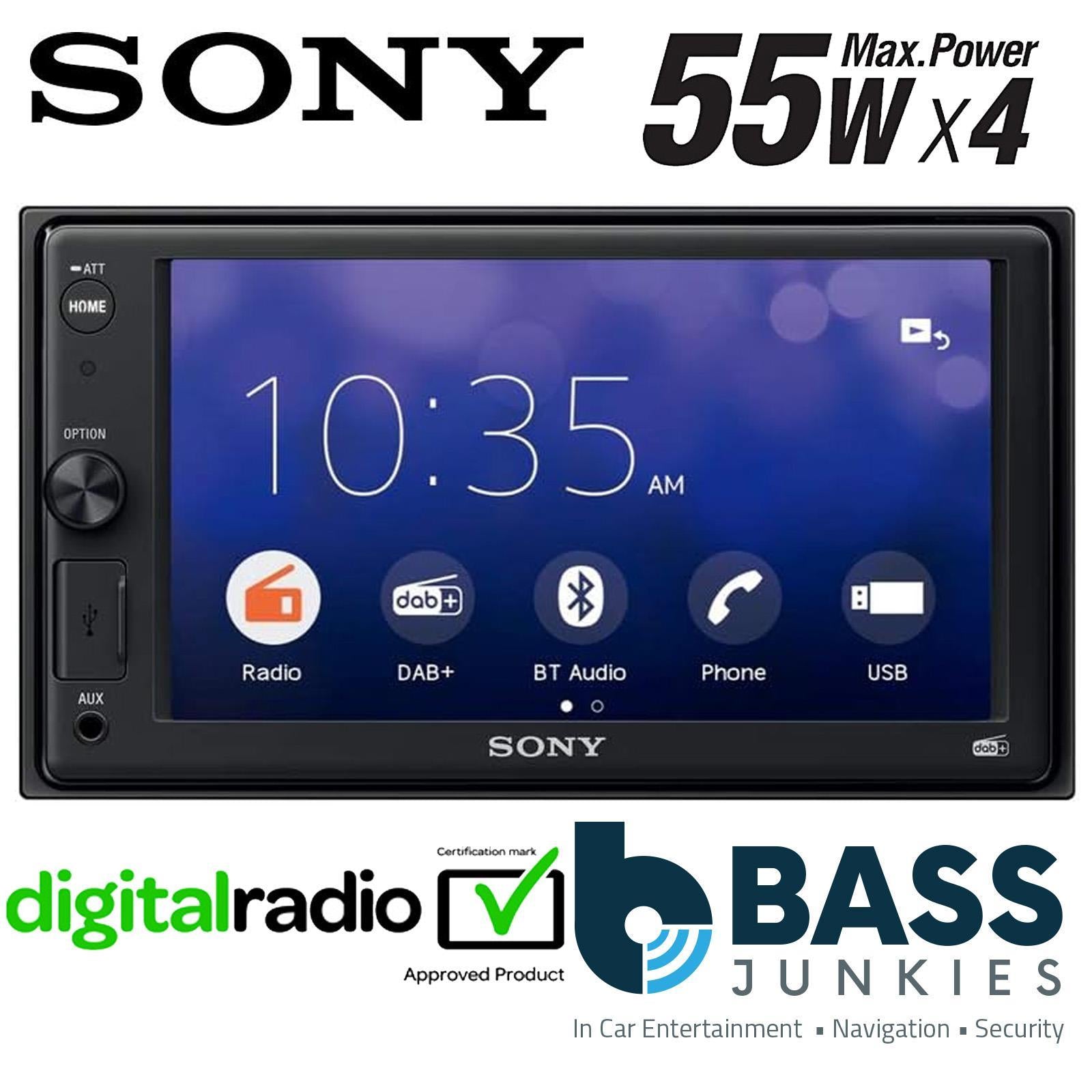 SONY XAV-1550D DAB+ Smart Bluetooth Car Radio + Stereo fitting kit + Steering Wheel Controls Loom for Saab 2006-2012