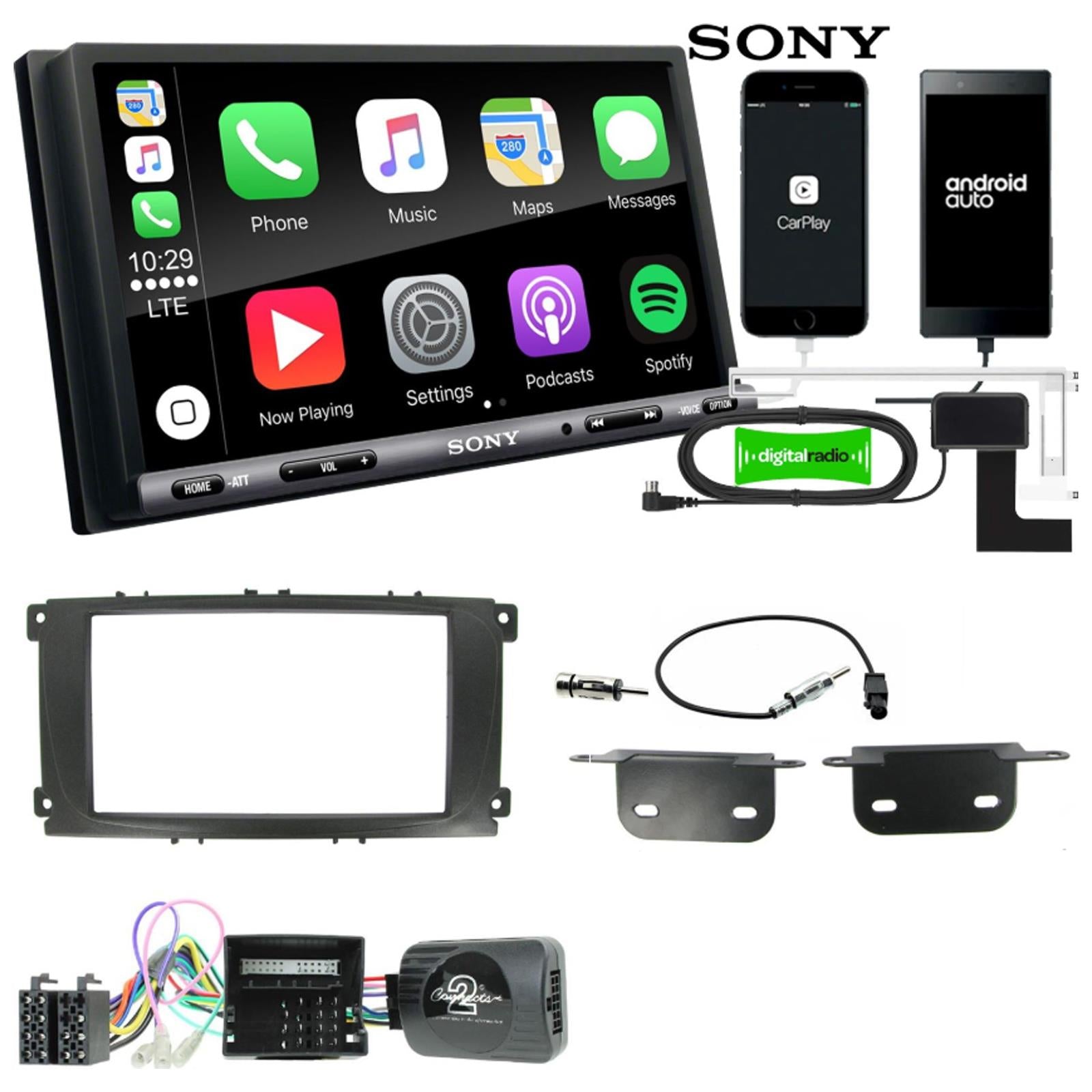 Sony 6.95" Screen Double Din + Fitting Kit - to fit Ford S-Max 2006-14 | Ford Focus 2007-11 | Ford Mondeo 2007-14
