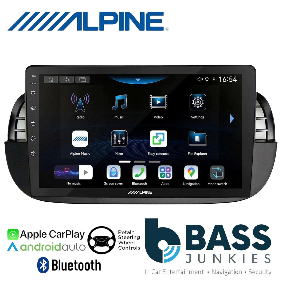 Alpine 9" CarPlay Android Car Stereo Fitting Kit For Fiat 500 2007 - 2015 Black