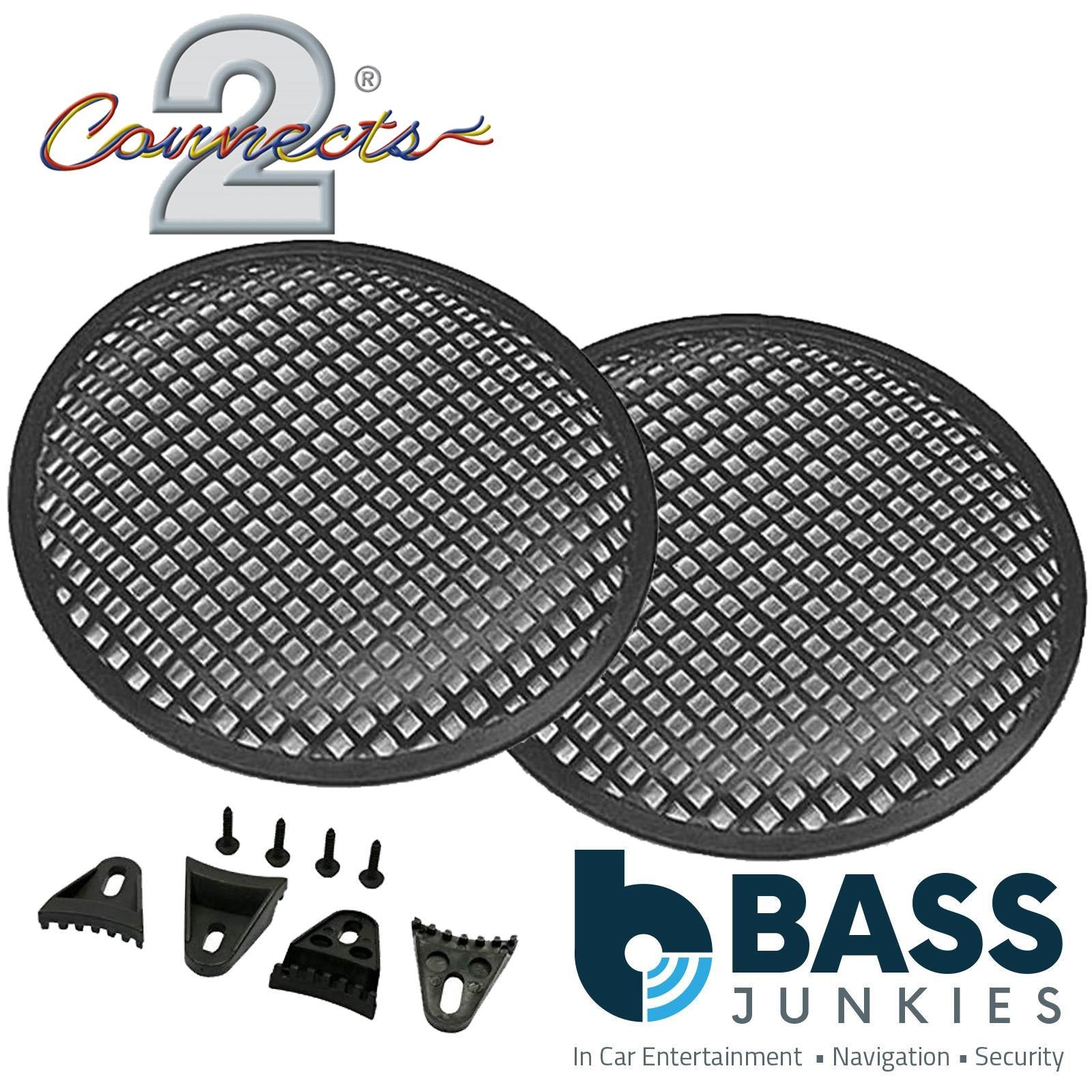 Connects2 10" Inch 25cm 250mm Subwoofer Sub Box Speaker Grille & Clamps Pair