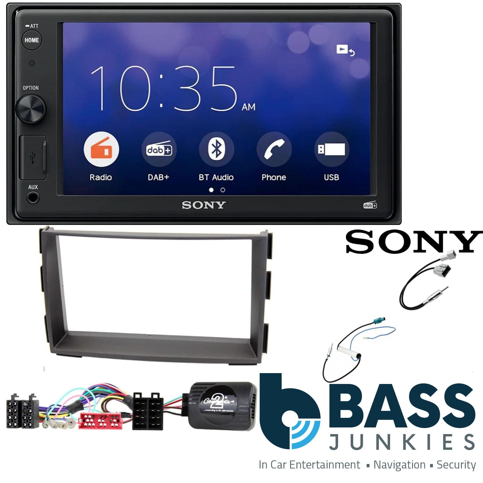 SONY XAV-1550D DAB+ Smart Bluetooth Car Radio + Stereo fitting kit + Steering Wheel Controls Loom for Kia Venga 2010-2019