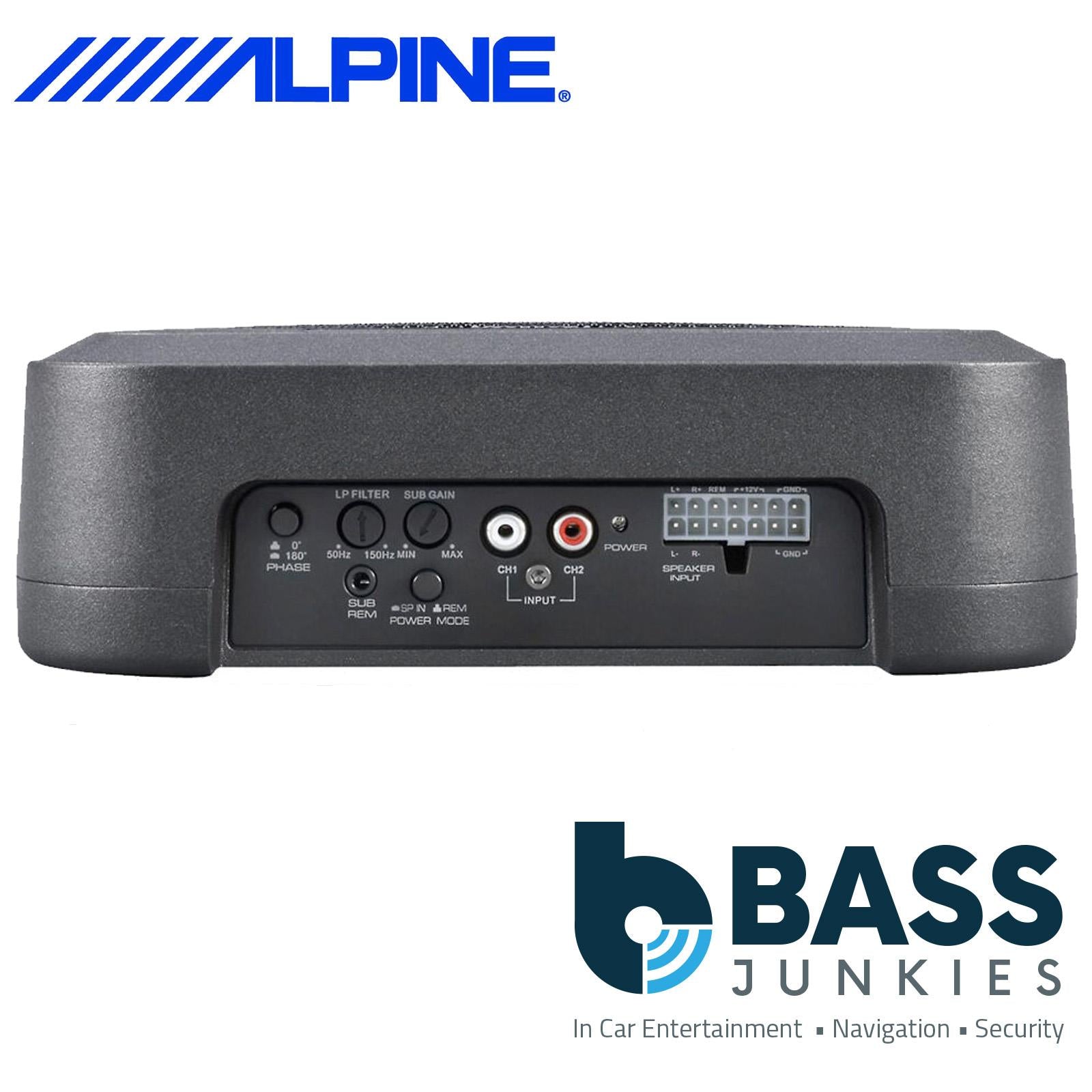Alpine PWE-S8 - 8" 20cm 240 Watts Quad-Coil Underseat Car Subwoofer Bass Box & Wired Remote