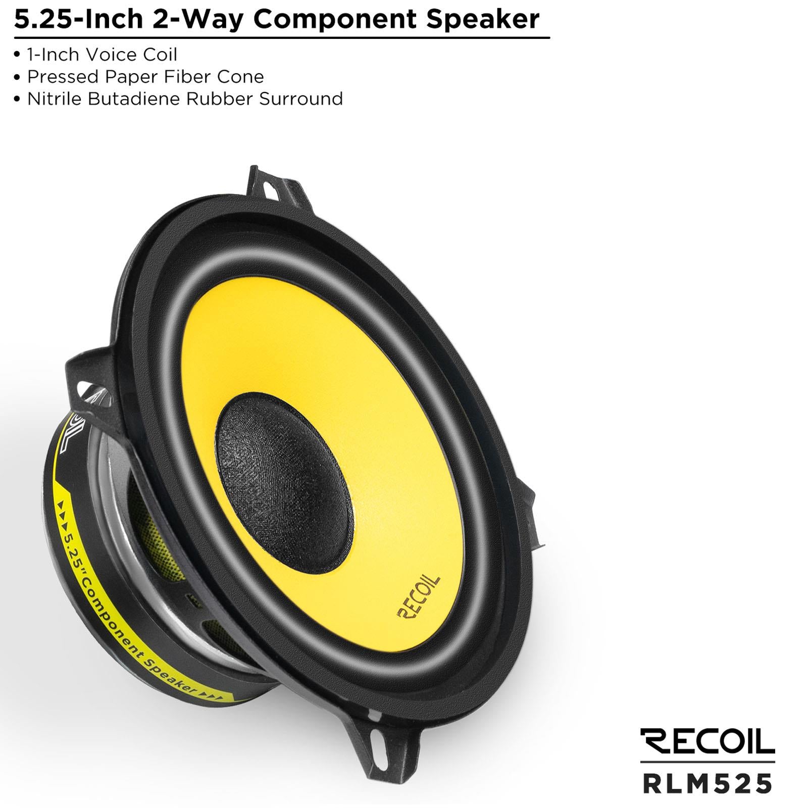 Recoil RLX525 - 120 Watts 5.25"inch 13cm 2-Way Coaxial Car Door Speakers Pair
