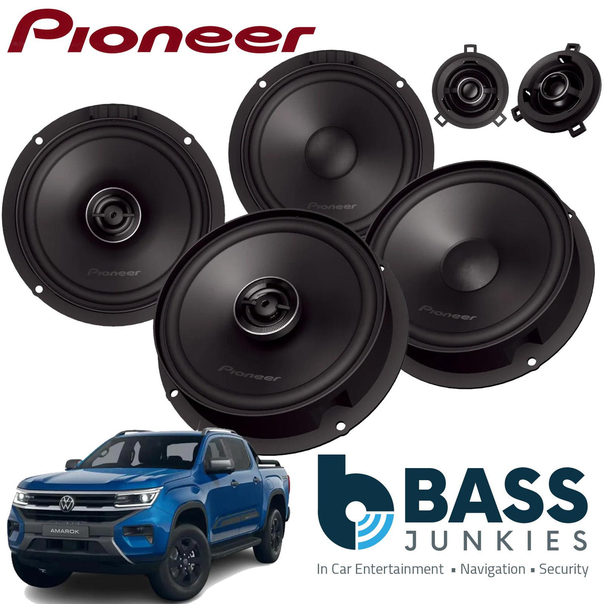Pioneer 1400 Watts VW Golf Amarok 2010-2020 Pioneer Front Component and Rear Coaxial Speaker Upgrade Kit
