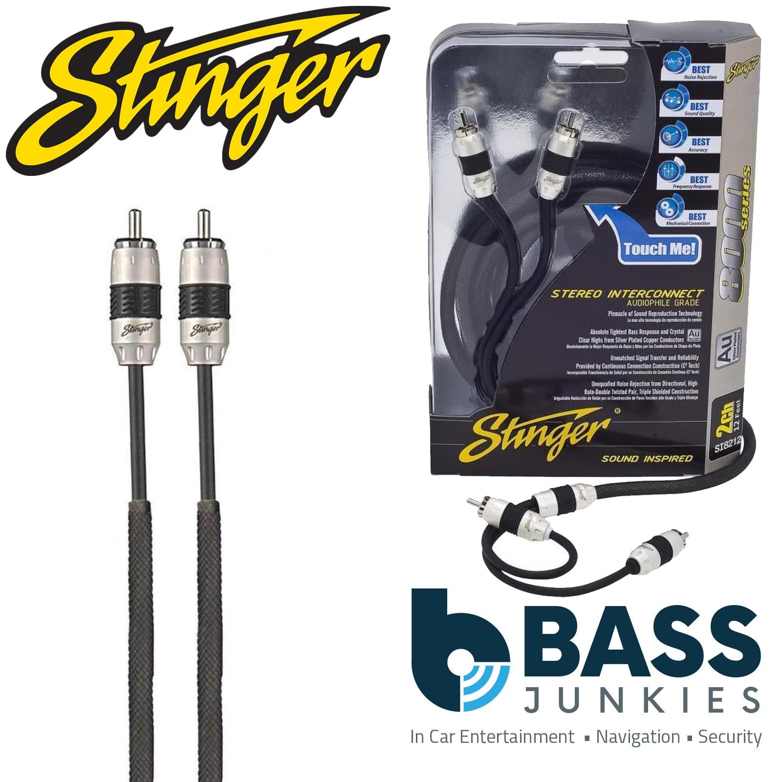 Stinger SI826 - 8000 Series 1.83 Metre 6Ft 2 Channel Triple Shielded Silver Car RCA Phono Cable