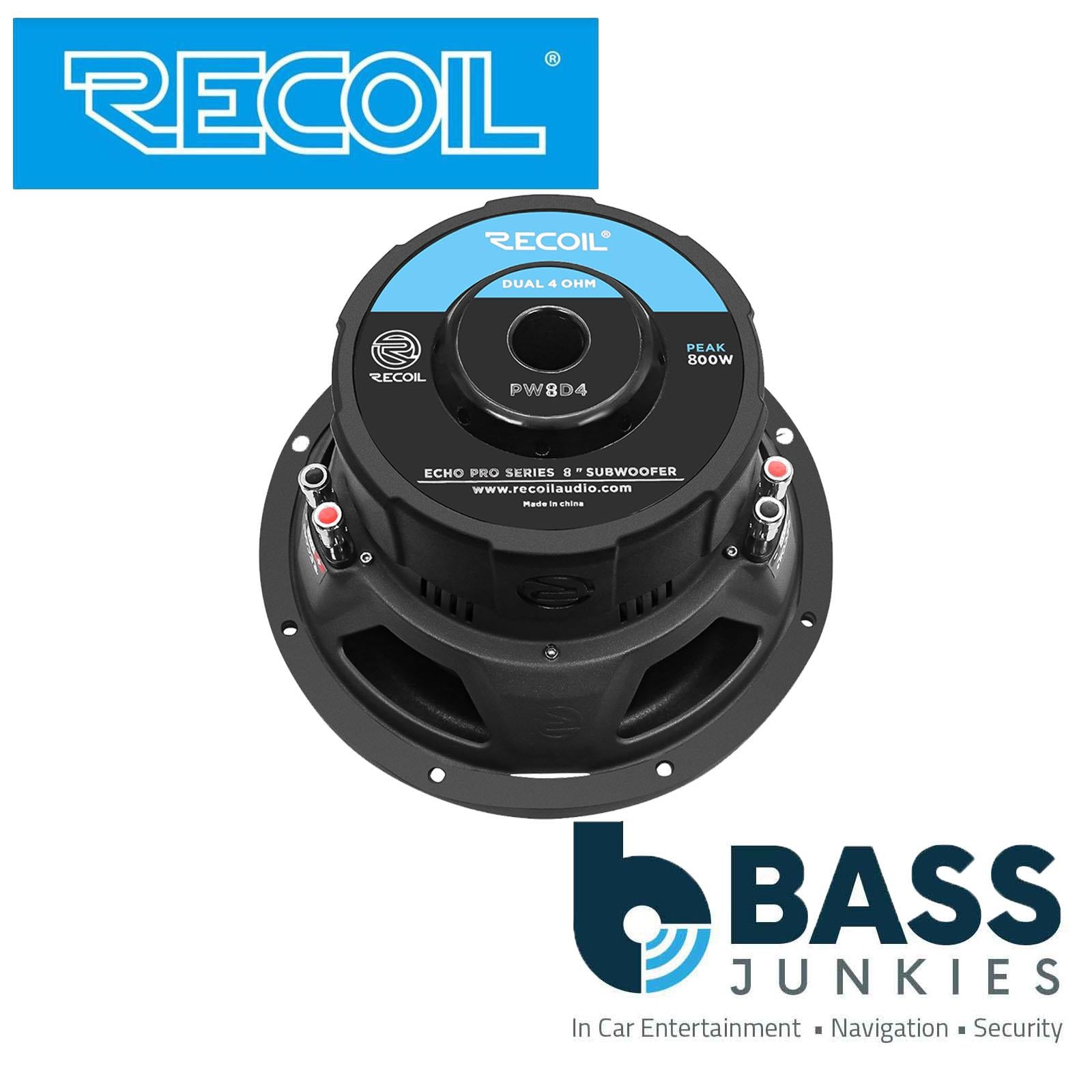 Recoil PW8D4 - 800 Watts Echo Pro Series 8-Inch Dual 4-ohm Car Subwoofer