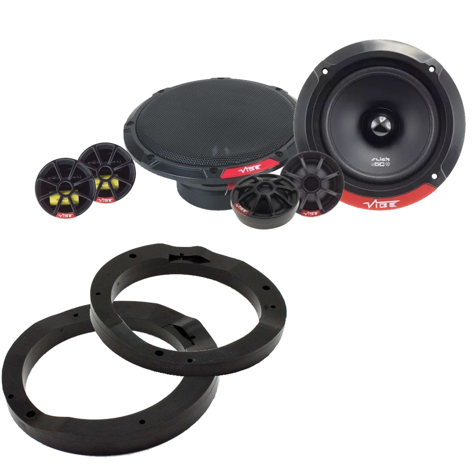 Vibe SLICK5C-V7 2-Way 130mm/13cm/5.25" Component Speakers (Per Pair 480 Watts) Fits Mercedes E-Class 1996-02