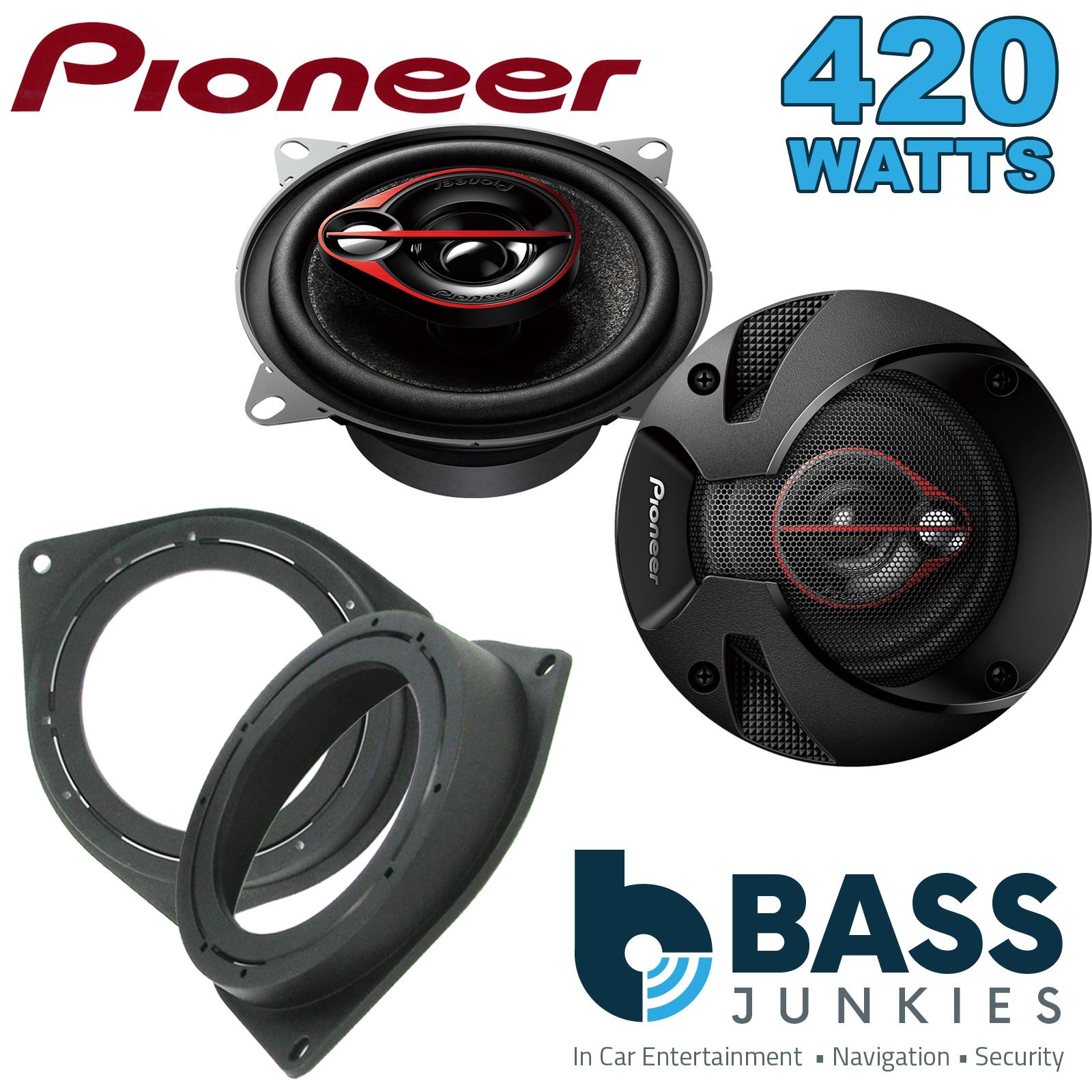Pioneer 3 Way 4" 420W Coaxial Car Speakers with Brackets for Fiat 500 2007-2014