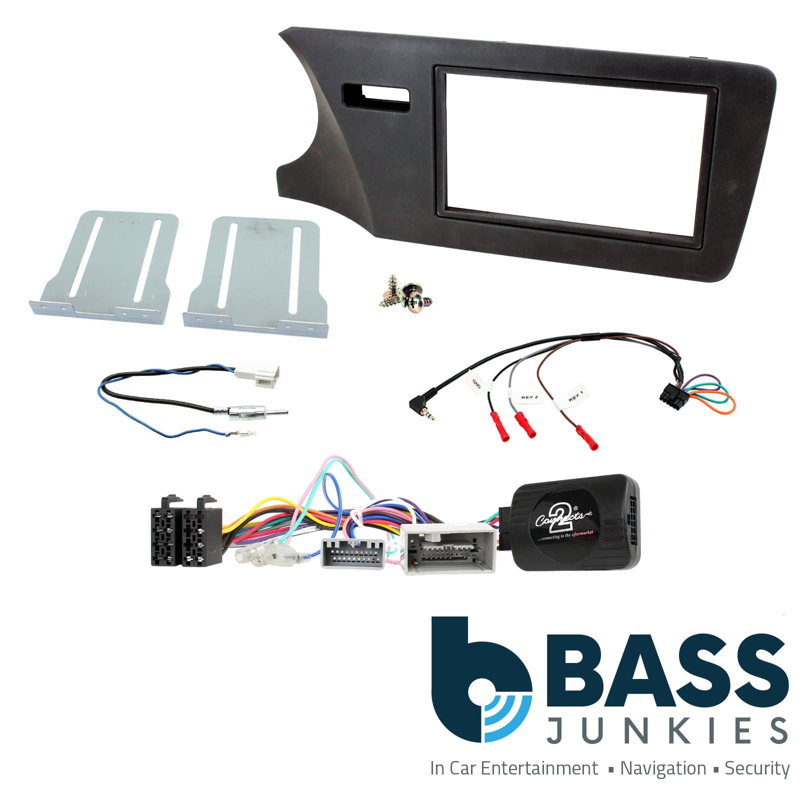 Double Din Stereo Fitting Kit + Steering Wheel Stalk Controls to fit Honda City 2014-