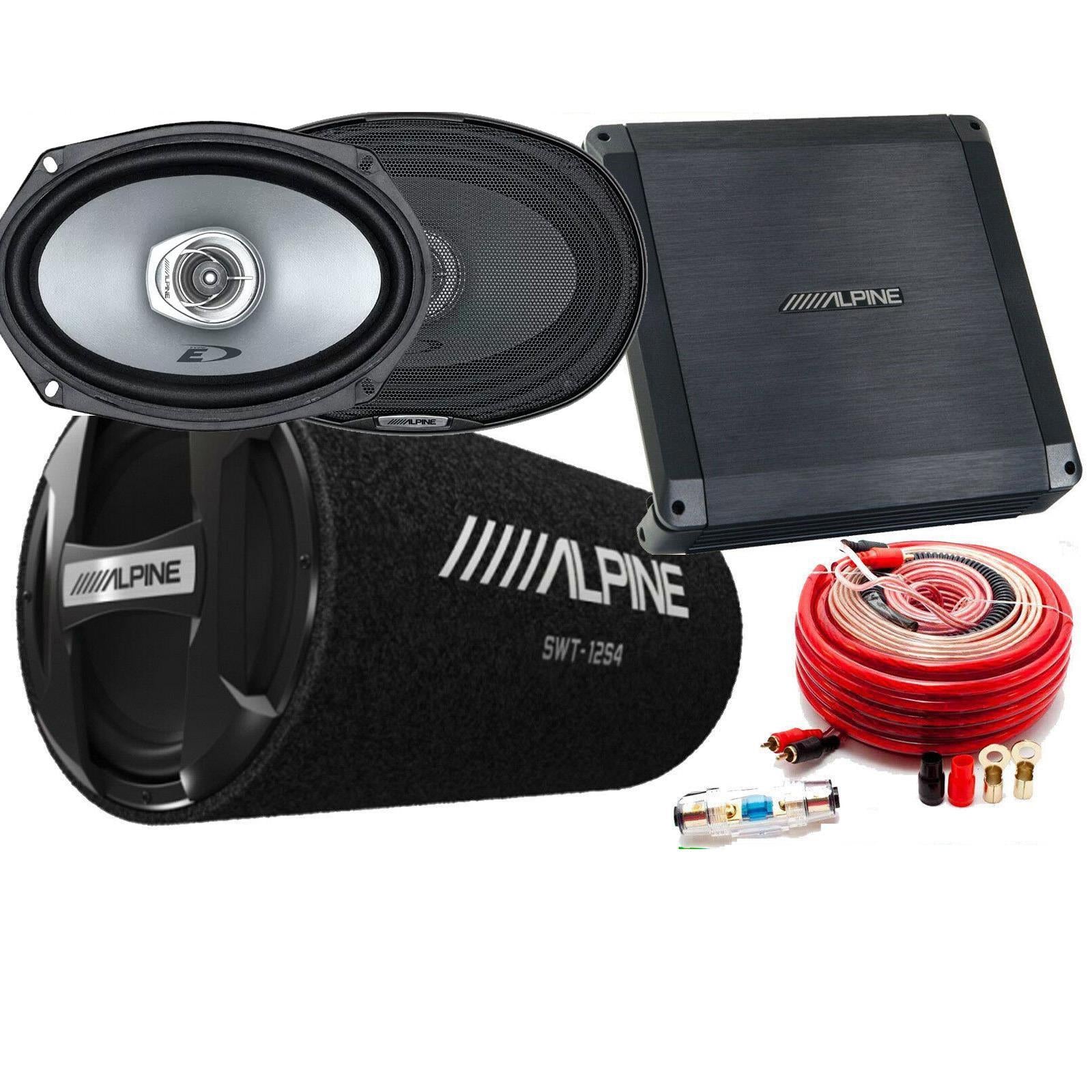 ALPINE 1000 Watts 12" Car Sub Bass Tube 6x9 Amplifier & Amp Kit Package