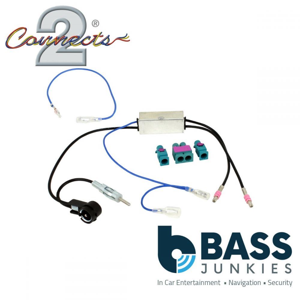 Connects2 CT27AA177 - Audi Seat Skoda VW All Models Twin Fakra to DIN & ISO Car Antenna Adapter