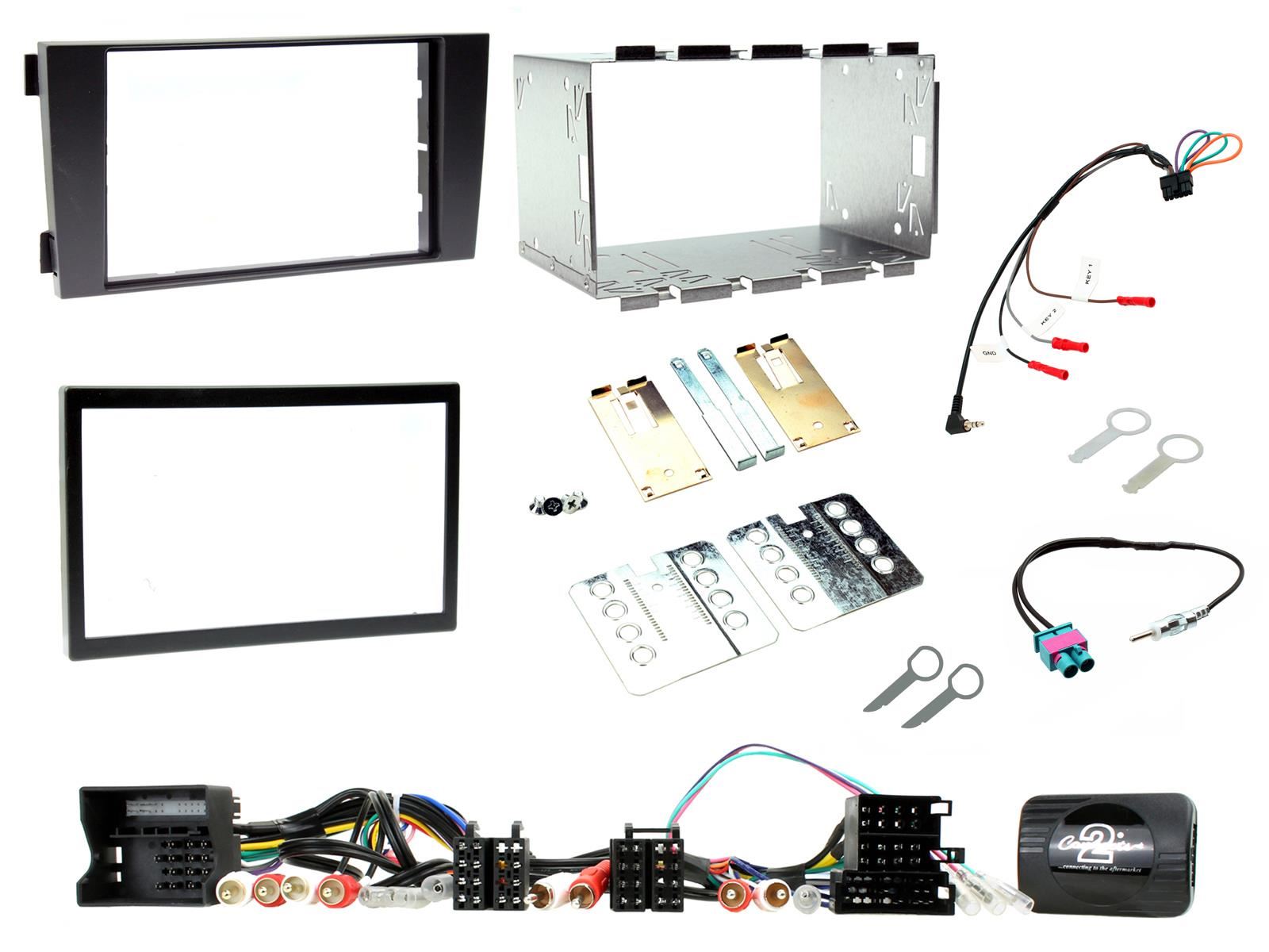 Connects 2 CTKAU05 - Audi A4 B6 2001 - 2004 Double Din Facia & Steering wheel Interface Fitting Installation Kit