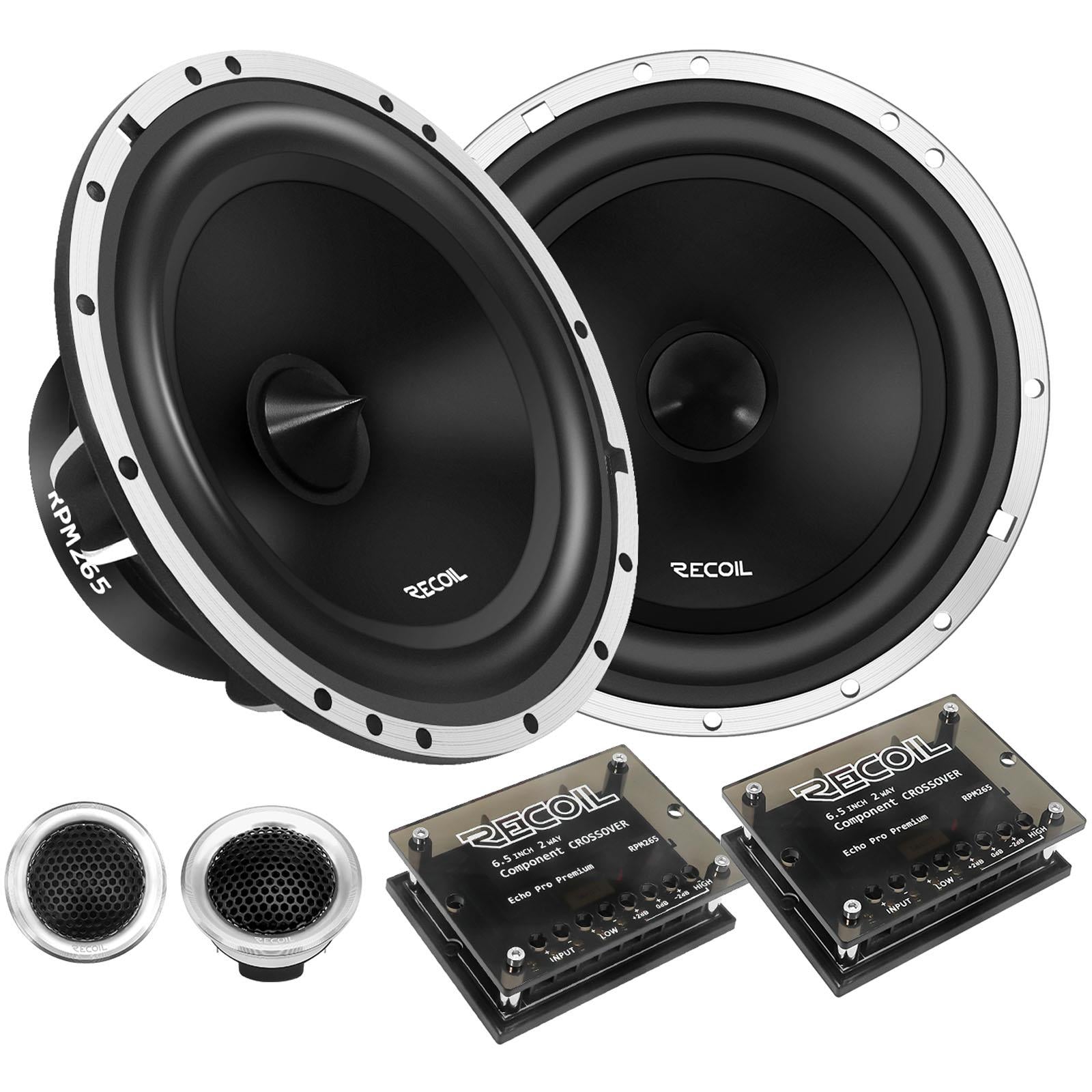 Recoil RPM265 - 6.5" 2 Way 240 Watts Component Car Door Speakers & Tweeters