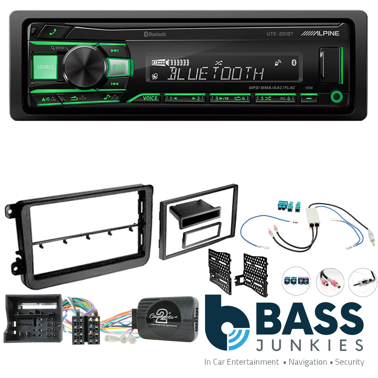 Alpine UTE-201BT + Fitting Kit for VW Transporter 15-19