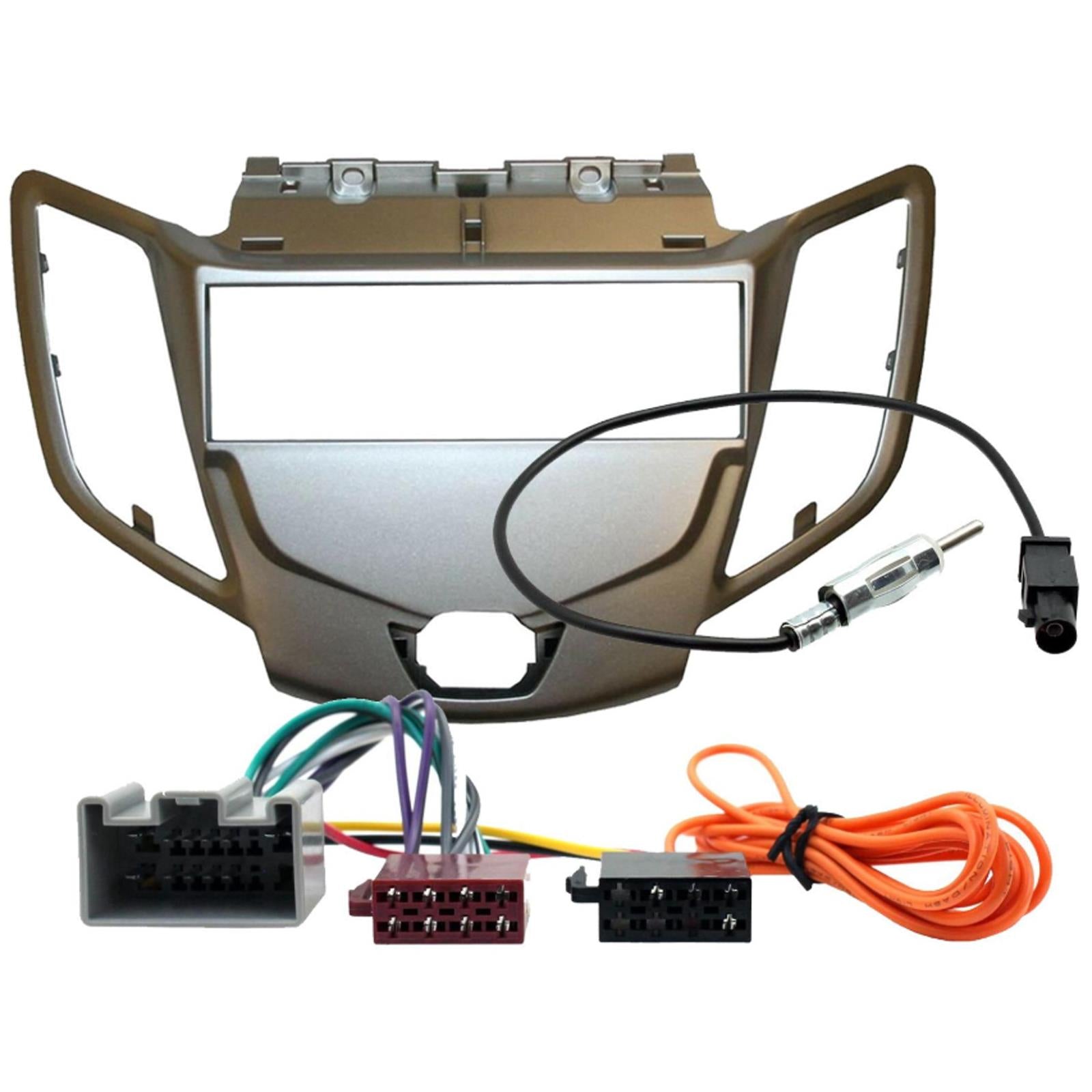 Ford Fiesta MK7 2008-2010 Single Din Car Stereo Silver Fascia Panel & Fitting Kit