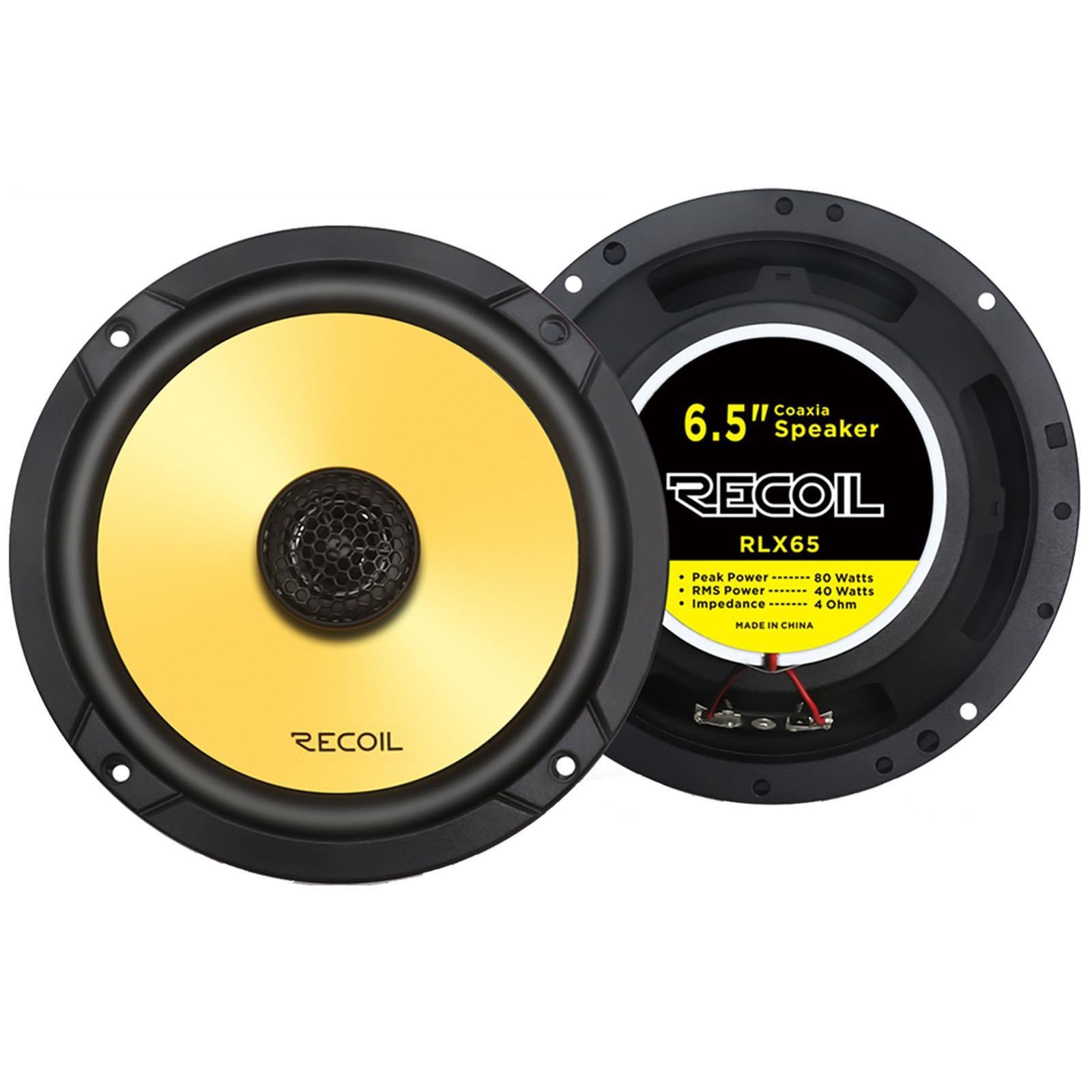 Recoil RLX65 - 160 Watts 6.5" 17cm Yellow Cone 2 Way Car Door Shelf Speakers Pair