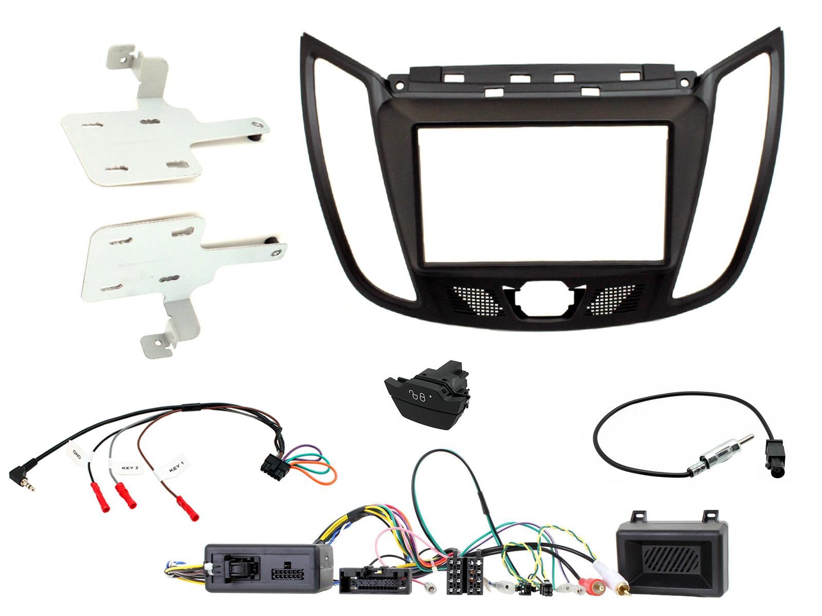 Grundig 6.8" Apple Android Double Din Stereo Fitting Kit + Steering Wheel Stalk Controls to fit Ford Kuga 2013-