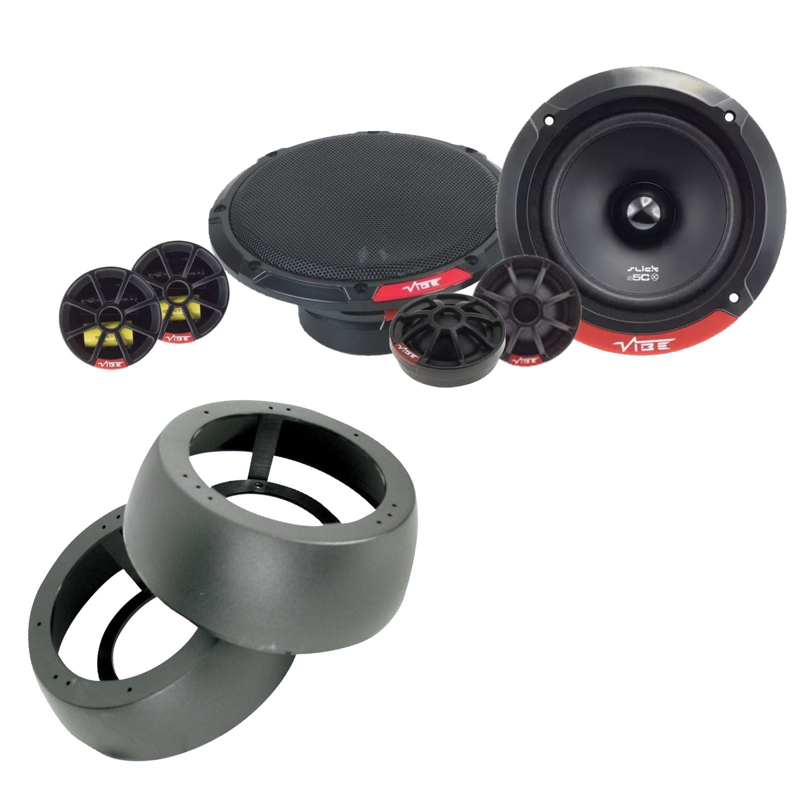 Vibe SLICK5C-V7 2-Way 130mm/13cm/5.25" Component Speakers (Per Pair 480 Watts) Fits Universal