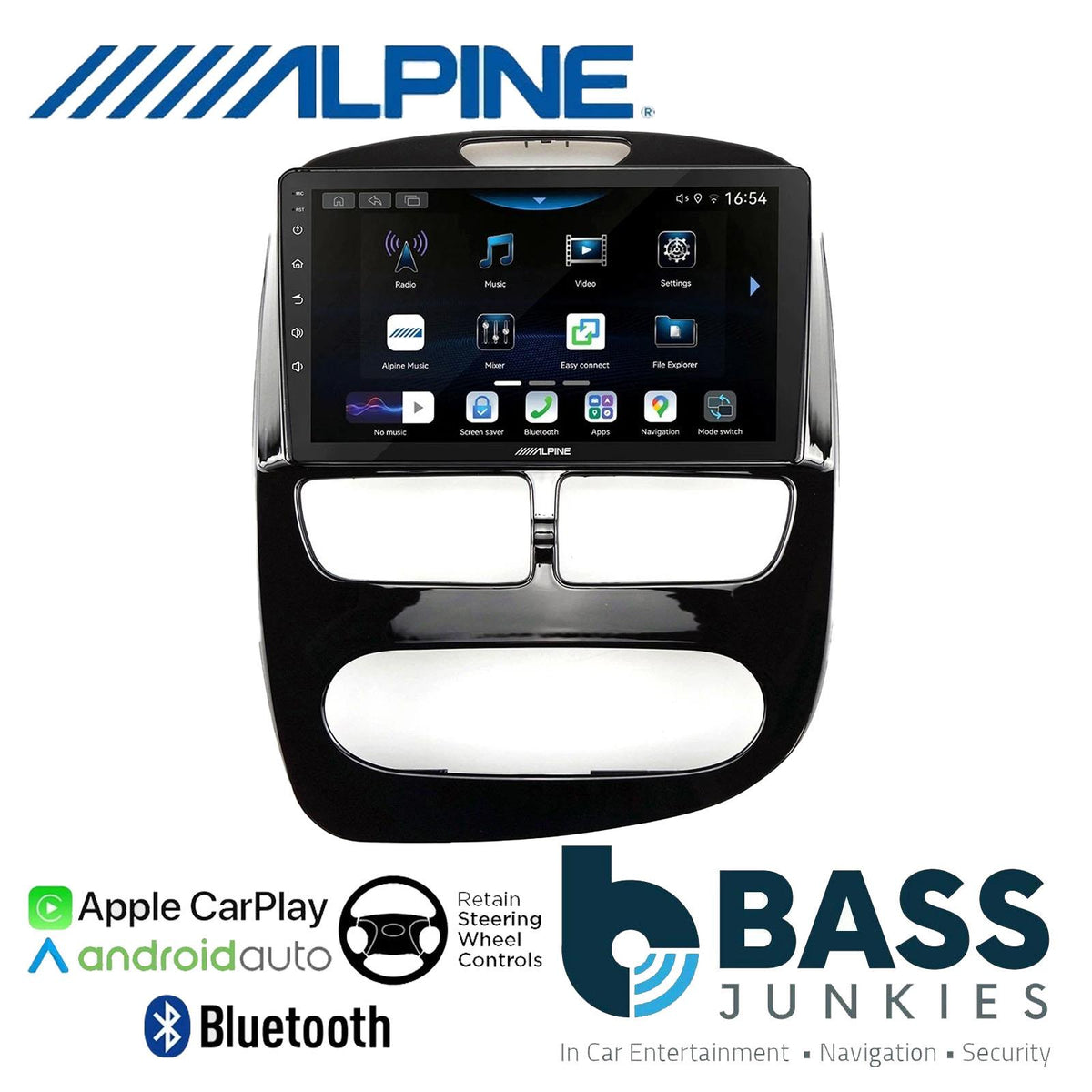 Alpine 9" CarPlay Android Car Stereo Fitting Kit For Renault Clio Black 12 - 16