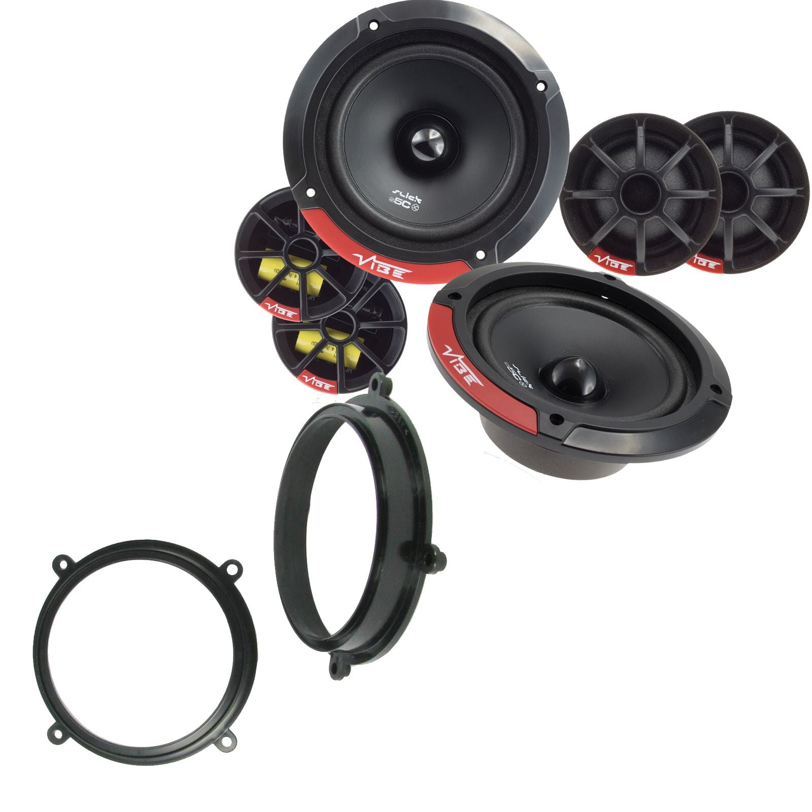 Vibe SLICK5C-V7 2-Way 130mm/13cm/5.25" Component Speakers (Per Pair 480 Watts) Fits Fiat Bravo 1995-01 | Brava 95-01 | Marea 96-02