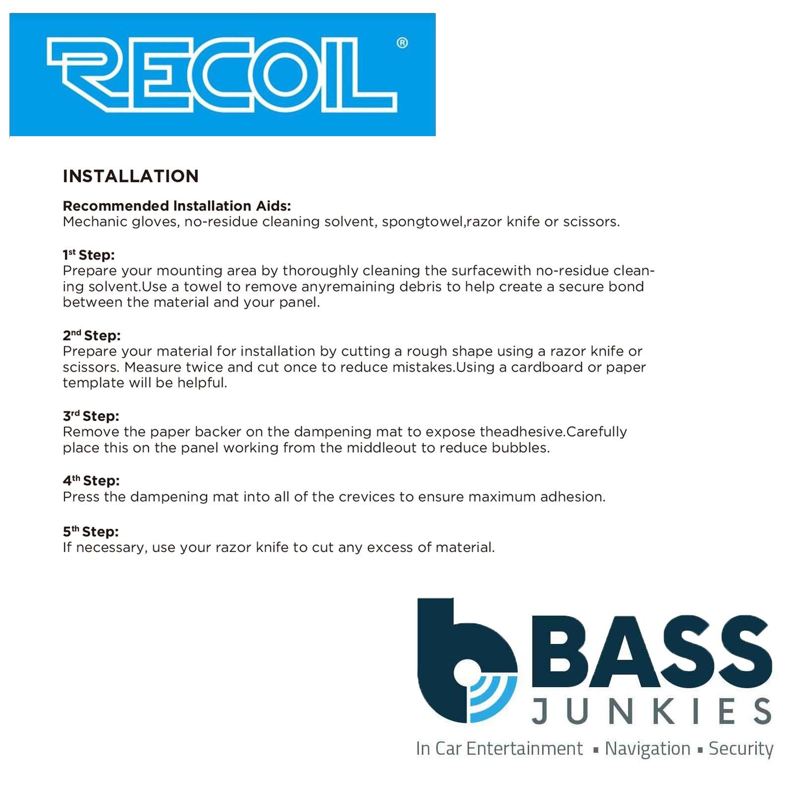 Recoil XLBK - 18″x32″ 9pcs 36sqft Car & Van Bulk Pack Sound Deadening Material