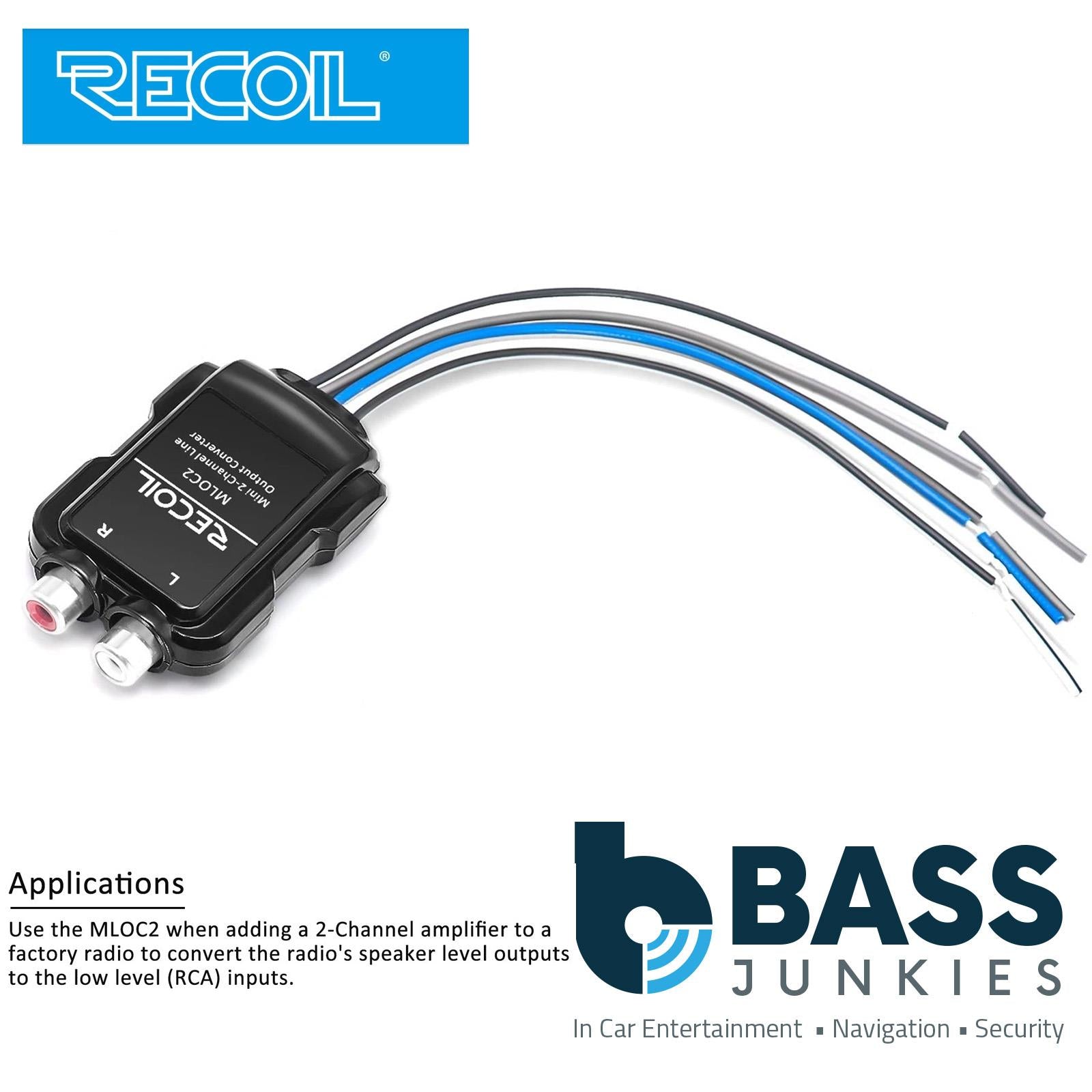 Recoil MLOC2 - Car Stereo High to Low 2 Channel Speaker to RCA Phono Convertor