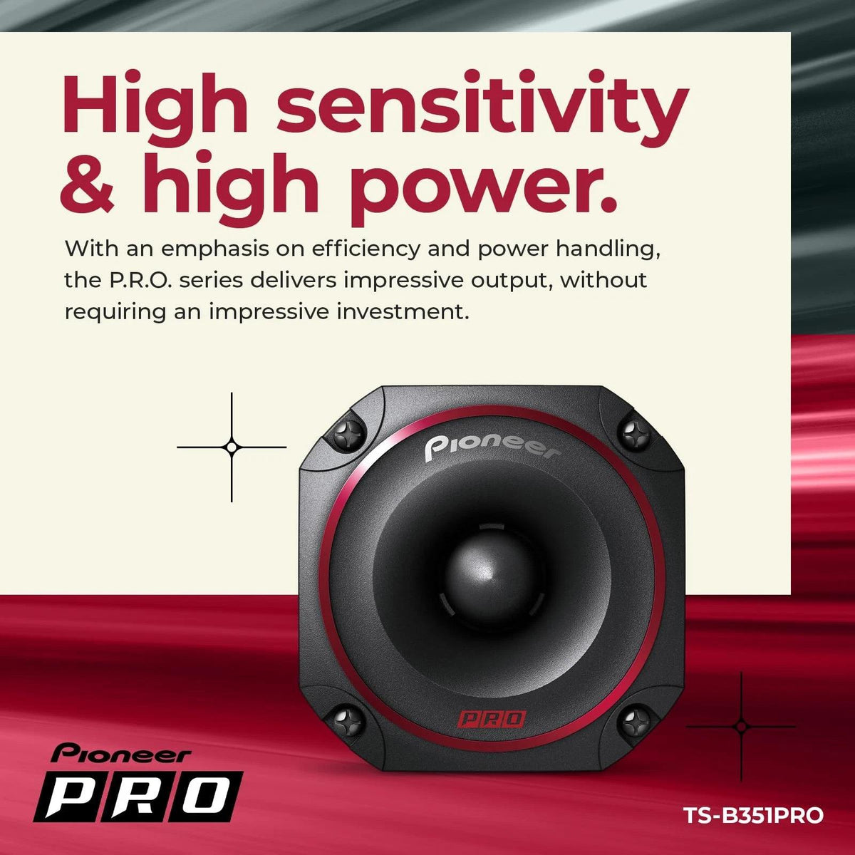 Pioneer TS-B351PRO - P.R.O. Series 3.5" 87mm 600 Watts Titanium Bullet Tweeters Pair