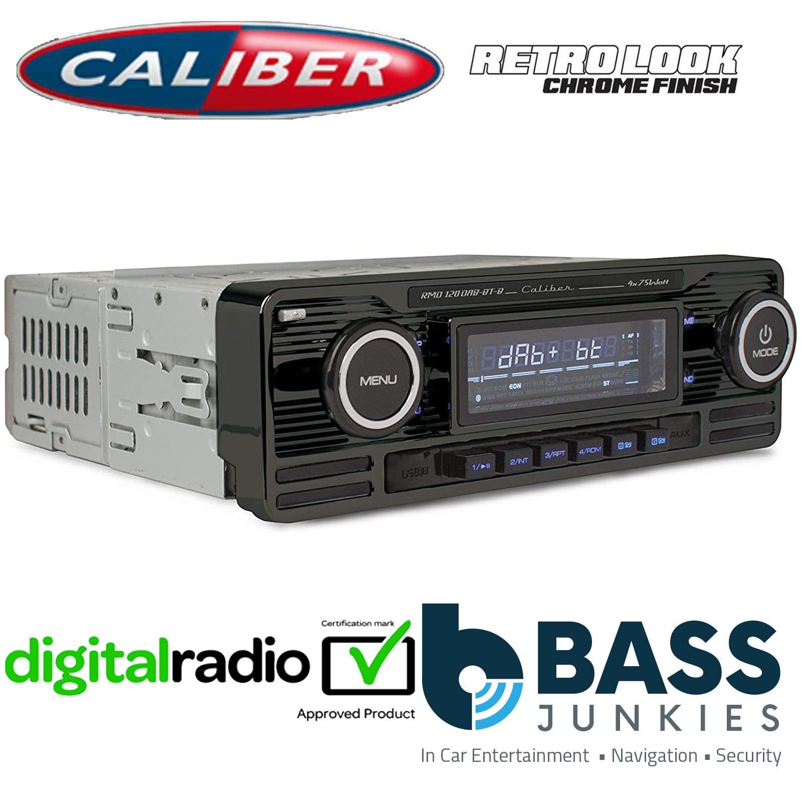 Caliber RMD120DAB-BT/B - Retro Style DAB BLUETOOTH USB 75x4W Car Stereo Radio Player BLACK Finish