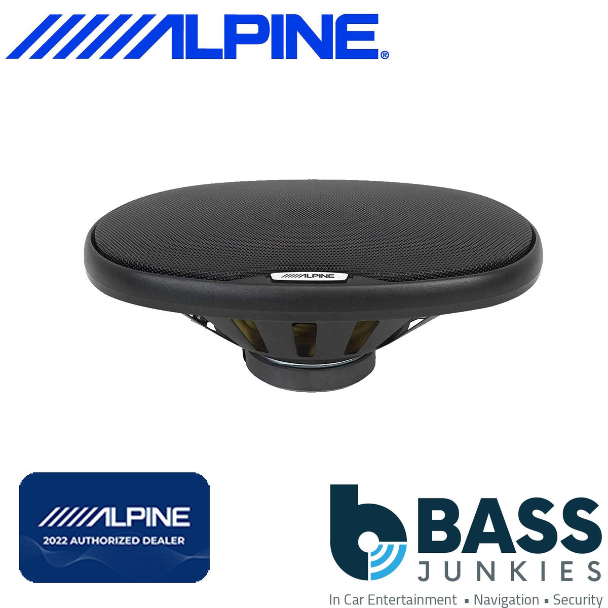 Alpine SXE-69C2 6x9 560 Watts Coaxial Car Speakers with Black MDF Boxes Pair