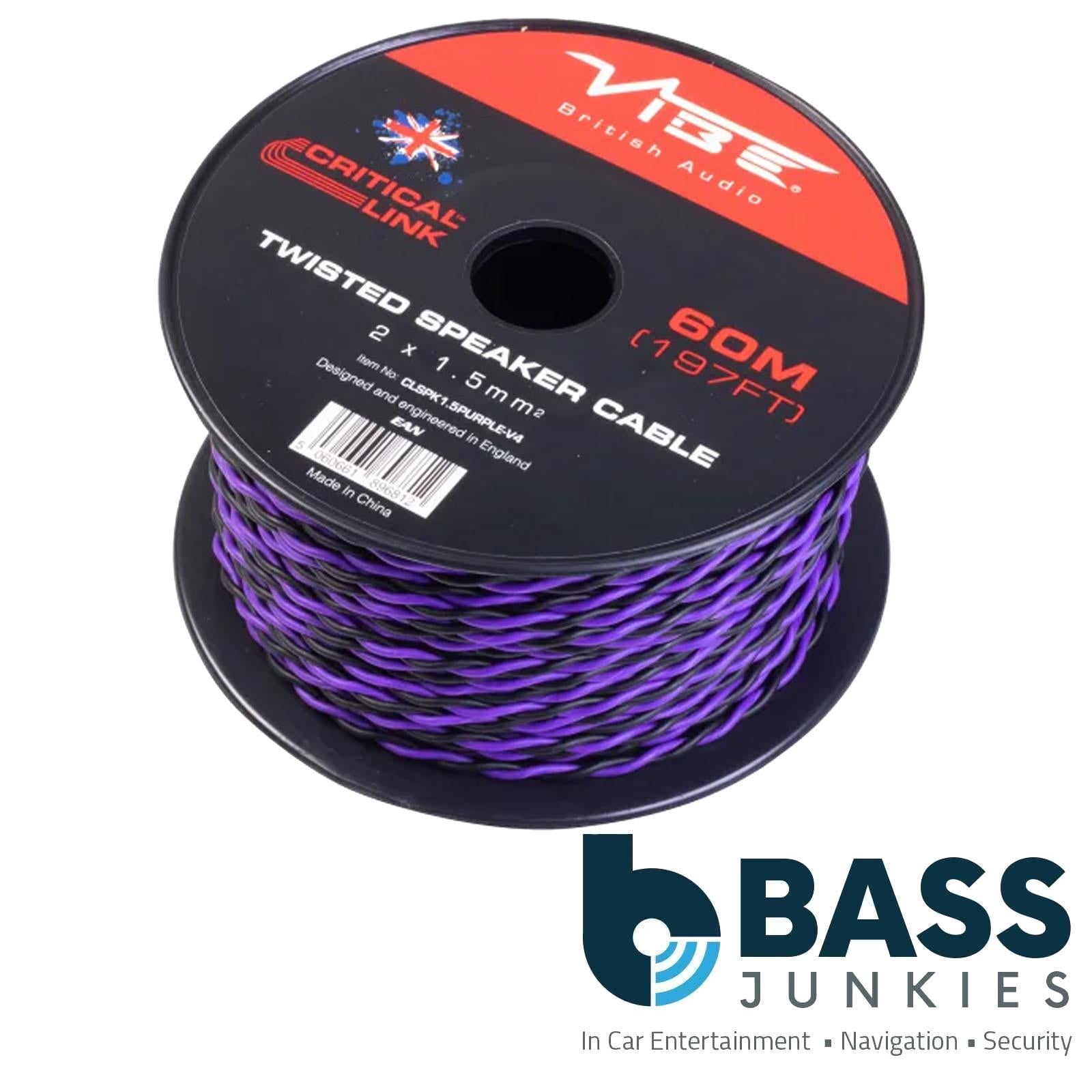 Vibe Critical Link - CLSPK1.5PURPLE-V4 60m Purple Twisted Car Audio Speaker Cable