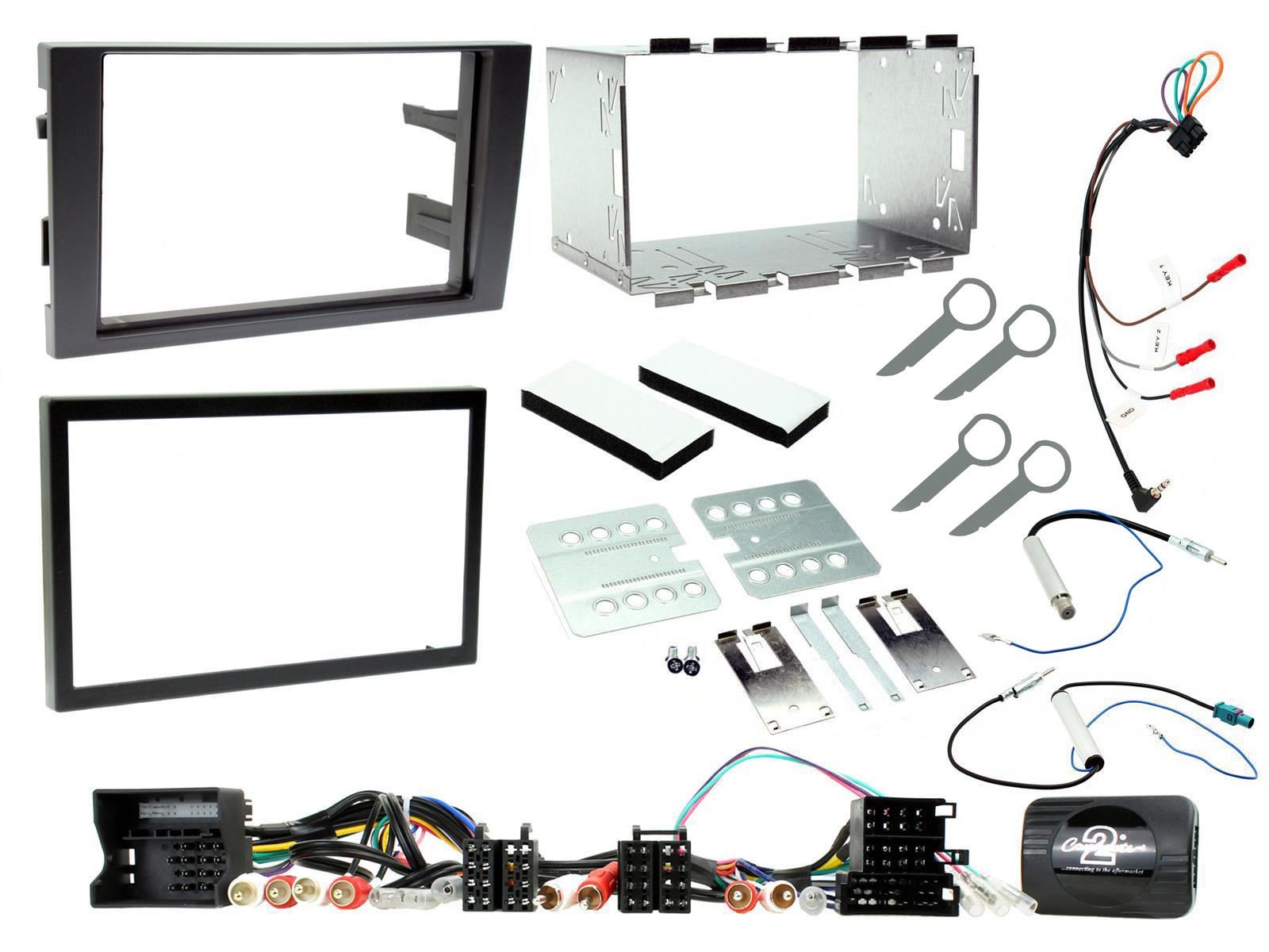 Connects 2 CTKAU02 - Audi A4 2001 - 2007 Double Din Facia & Steering wheel Interface Fitting Installation Kit