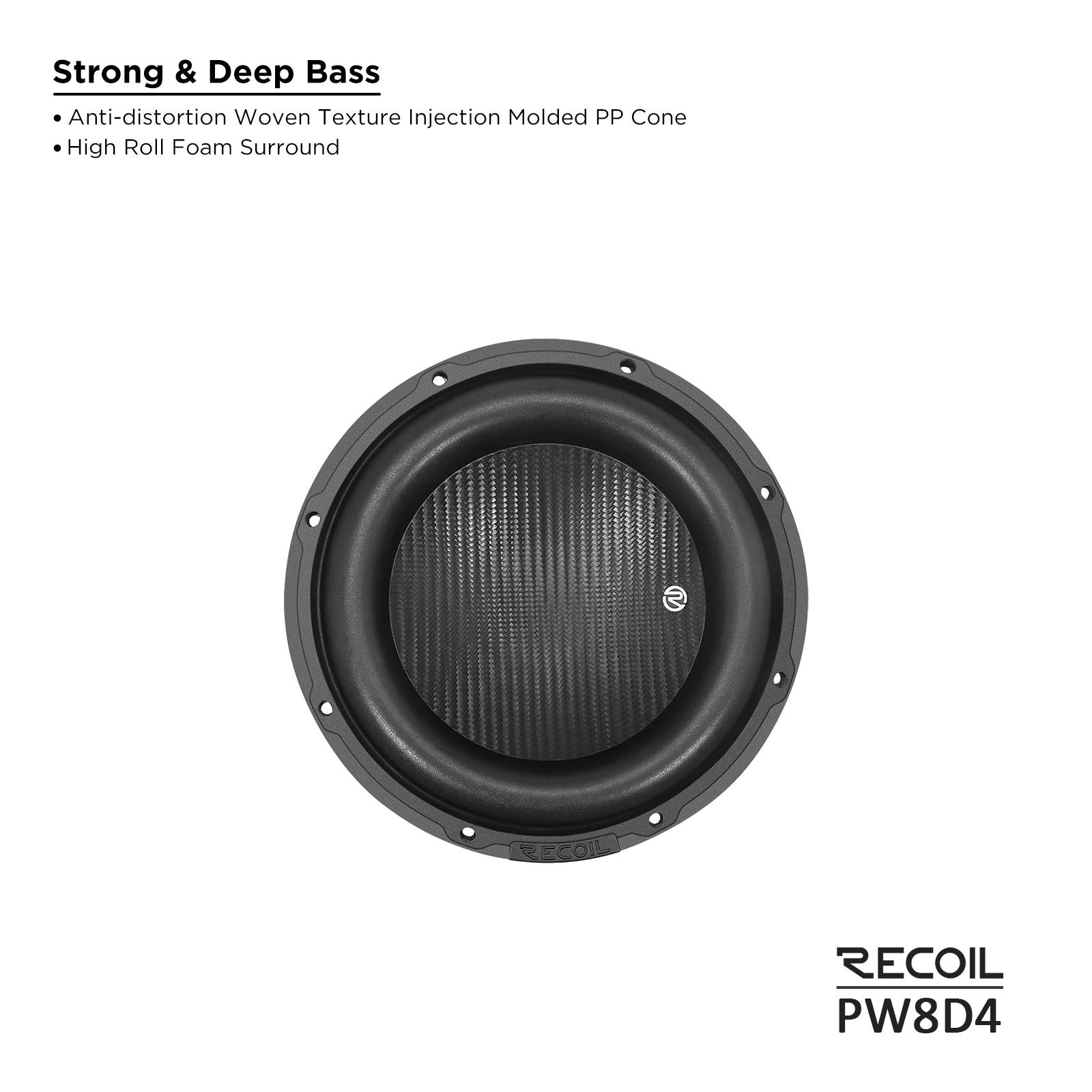 Recoil PW8D4 - 800 Watts Echo Pro Series 8-Inch Dual 4-ohm Car Subwoofer
