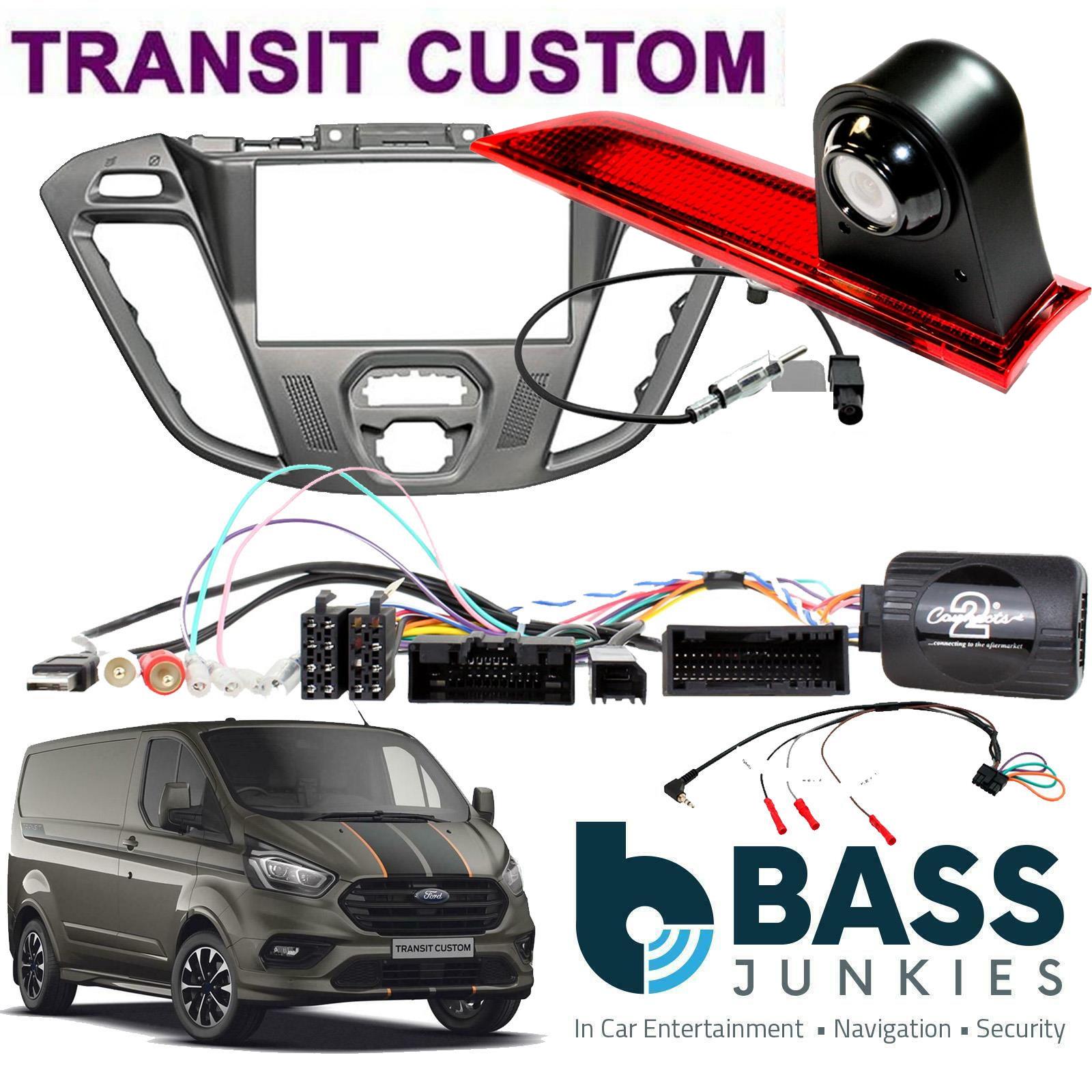 CTKFD41 - Ford Transit Custom 2015-2018 Euro6 Car Stereo Silver Fascia & Rear Brake Light Camera Kit