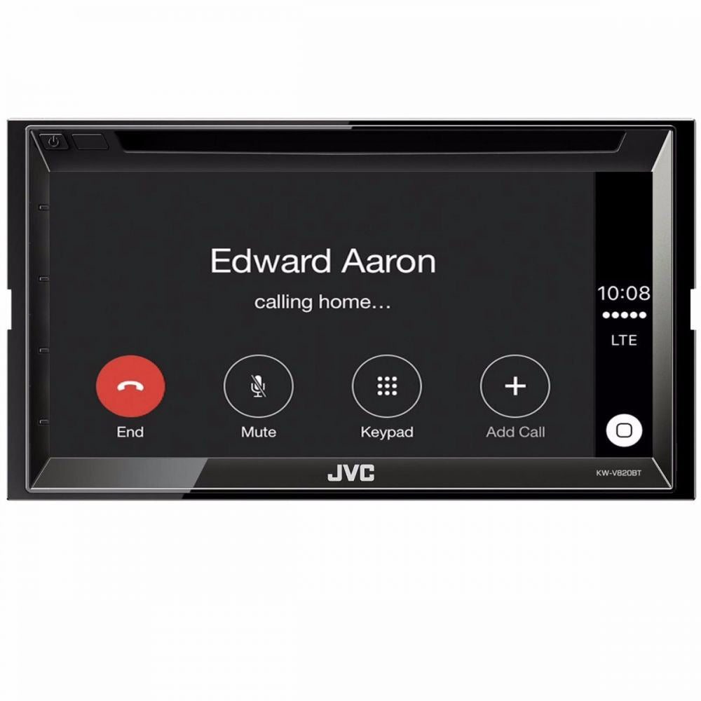 JVC KW-V820BT - 6.8" DVD CD MP3 Apple Carplay Bluetooth Touchscreen AM/FM Tuner, iPod iPhone Android Control Car Stereo