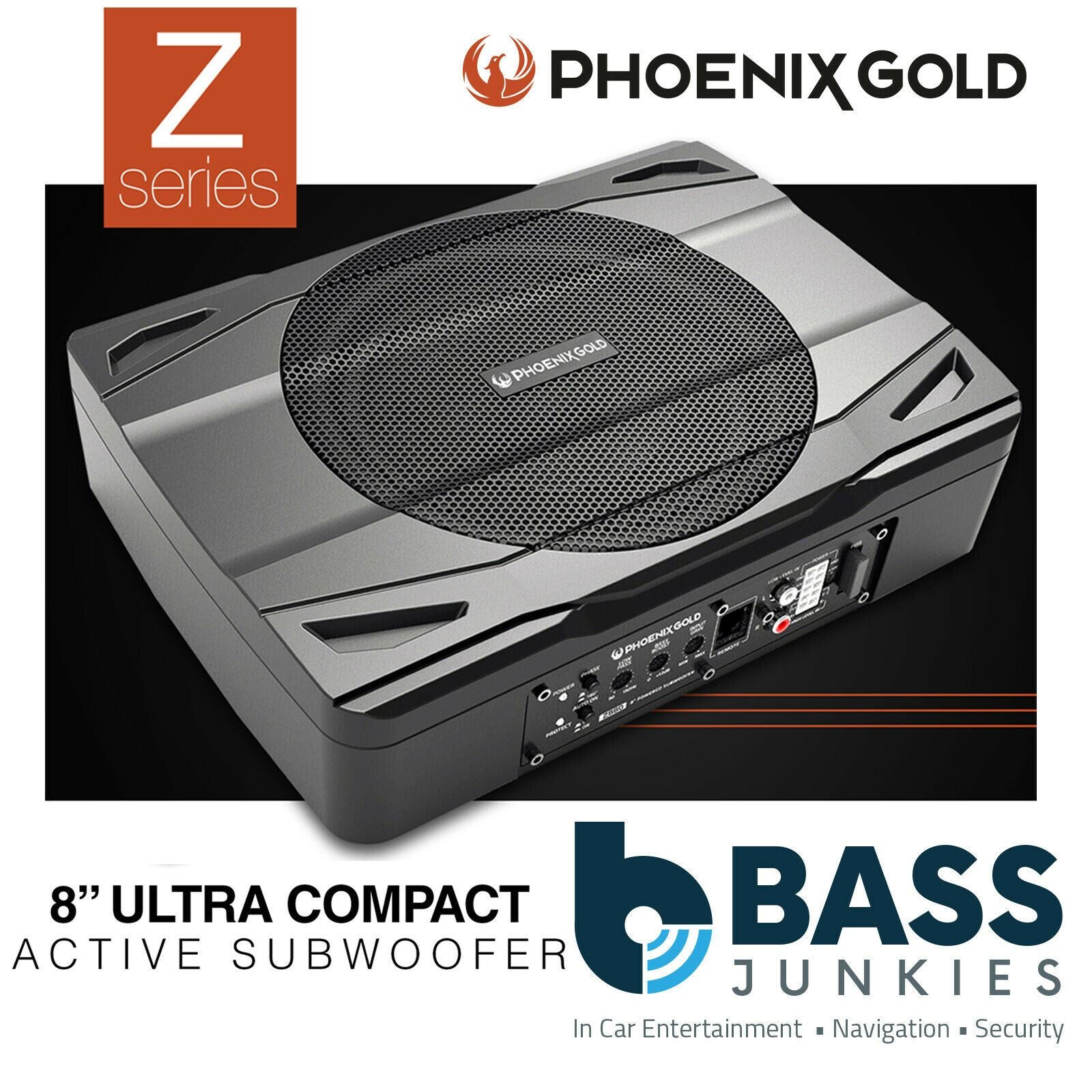 Phoenix Gold PG Z880 - 8" Inch 240 Watts Underseat Amplified Car Sub Subwoofer