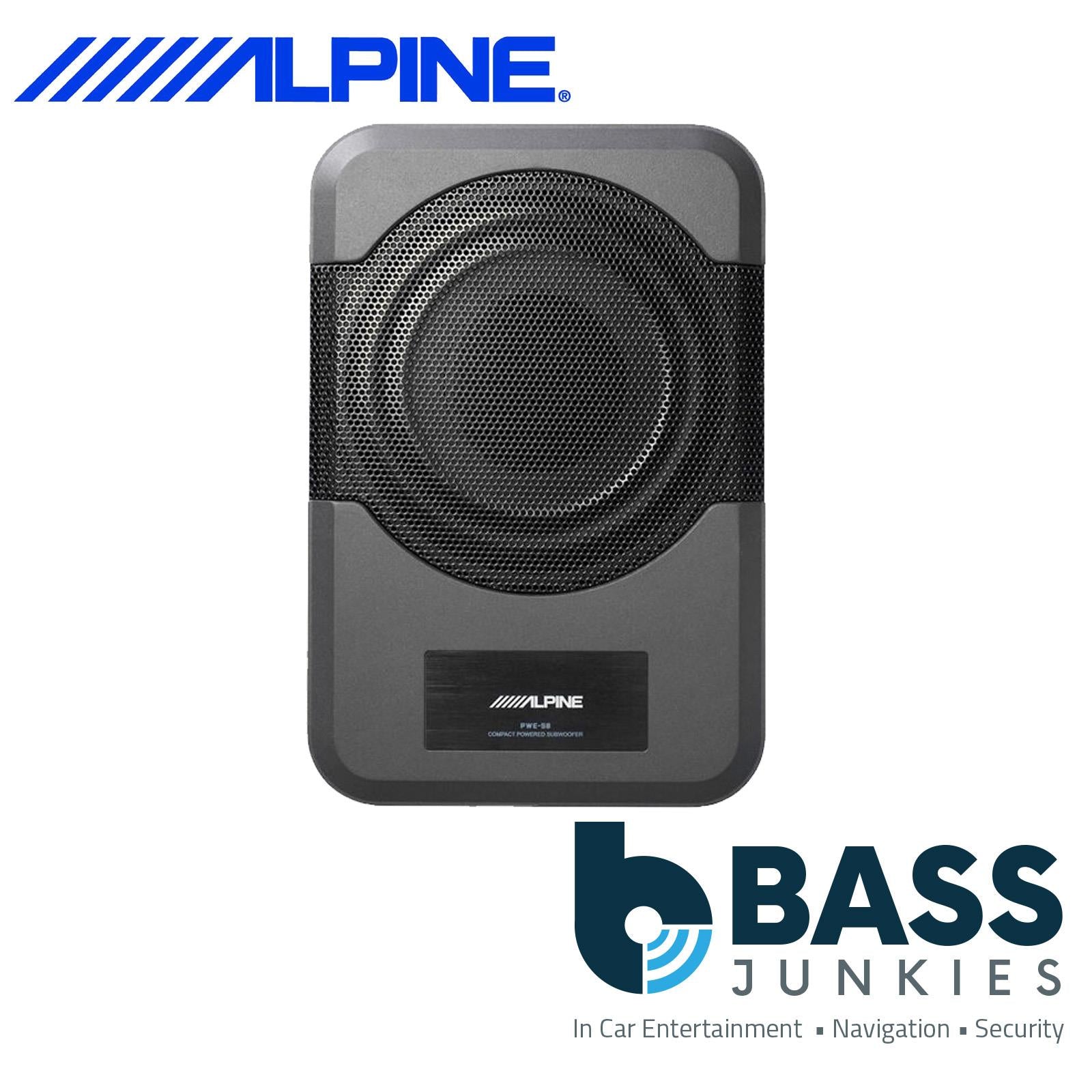 Alpine PWE-S8 - 8" 20cm 240 Watts Quad-Coil Underseat Car Subwoofer Bass Box & Wired Remote