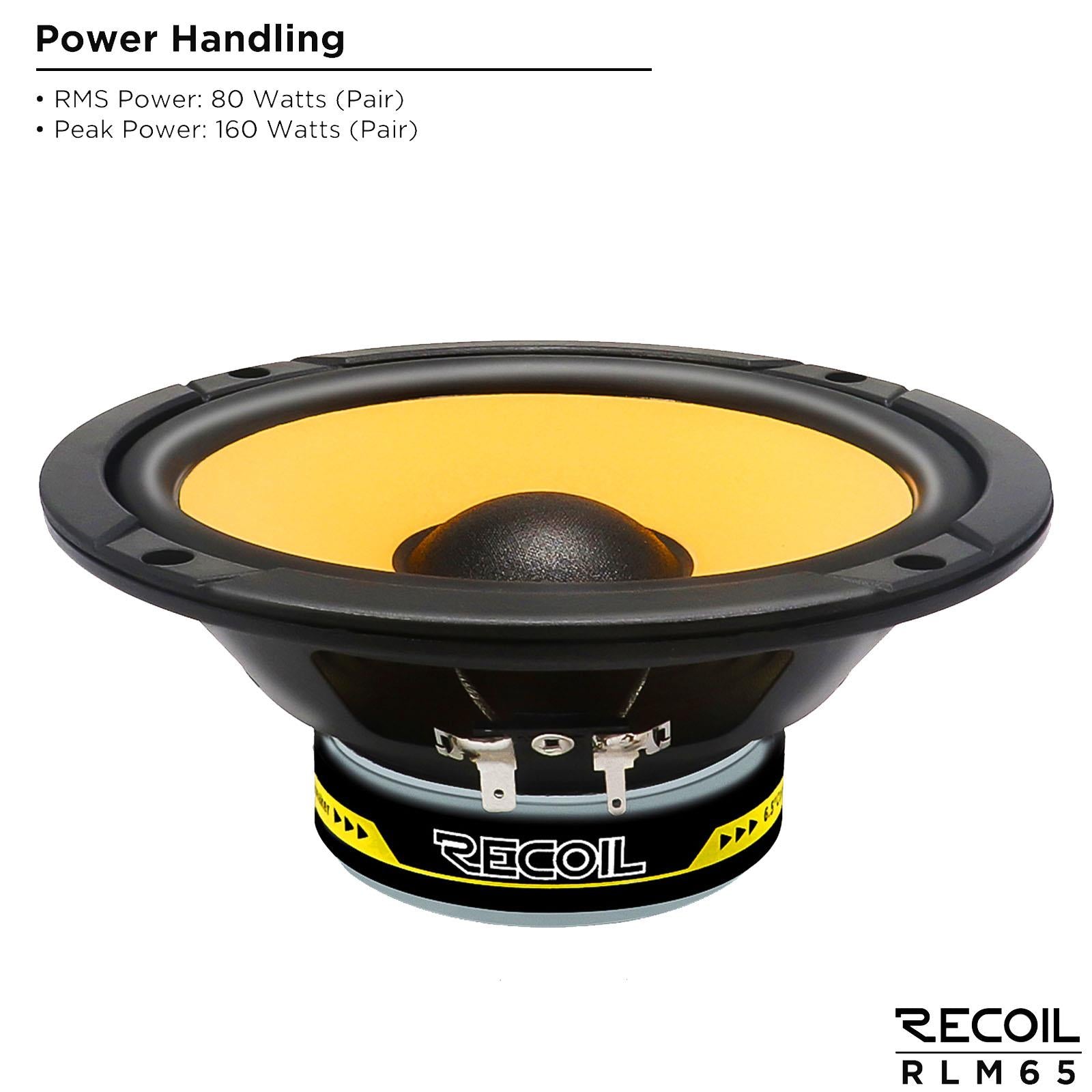 Recoil RLM65 - 6.5" 17cm 160 Watts Component Kit Car Door Speakers & Tweeters