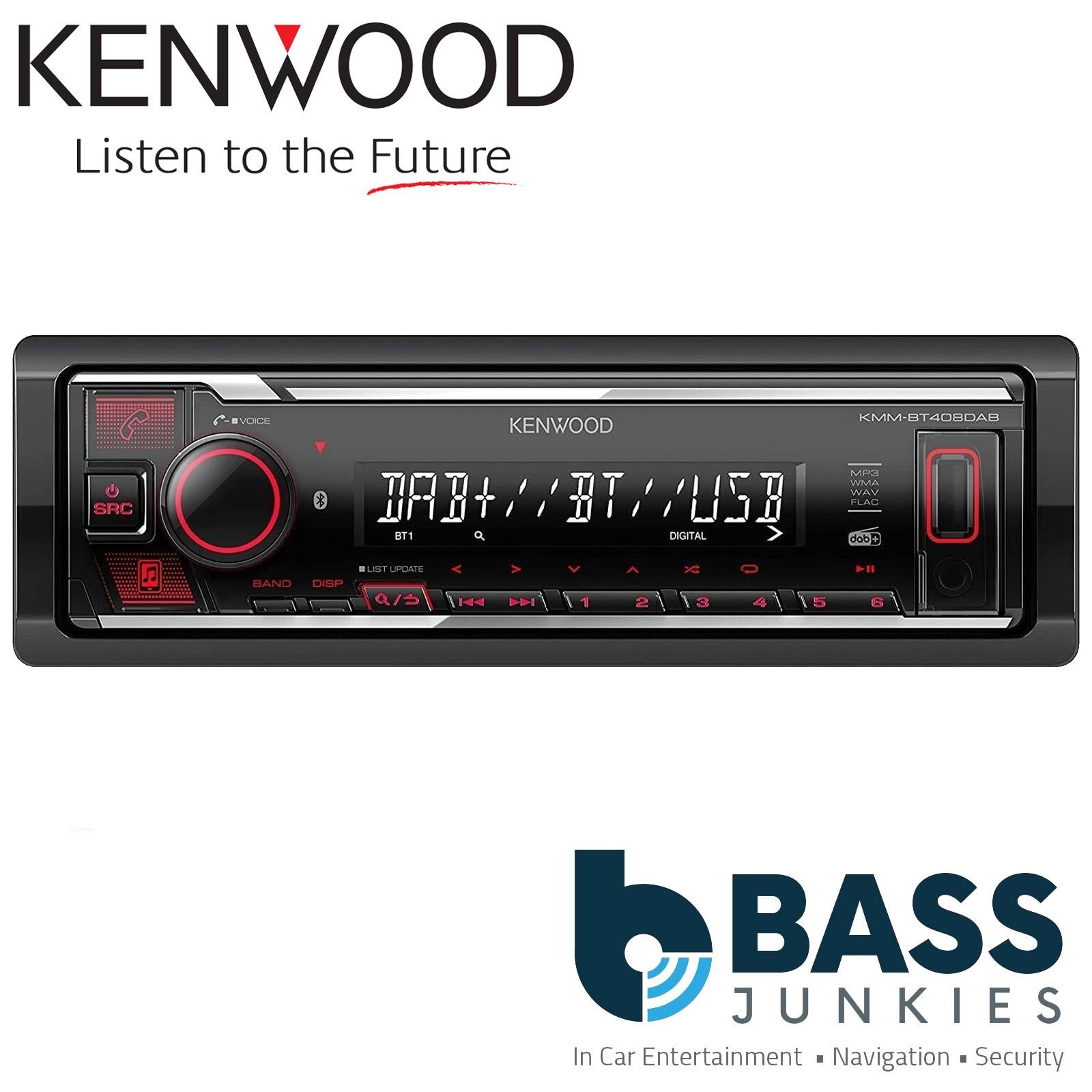 Kenwood KMM-BT408DAB - DAB+ Bluetooth USB Aux Radio iPod iPhone Car Radio