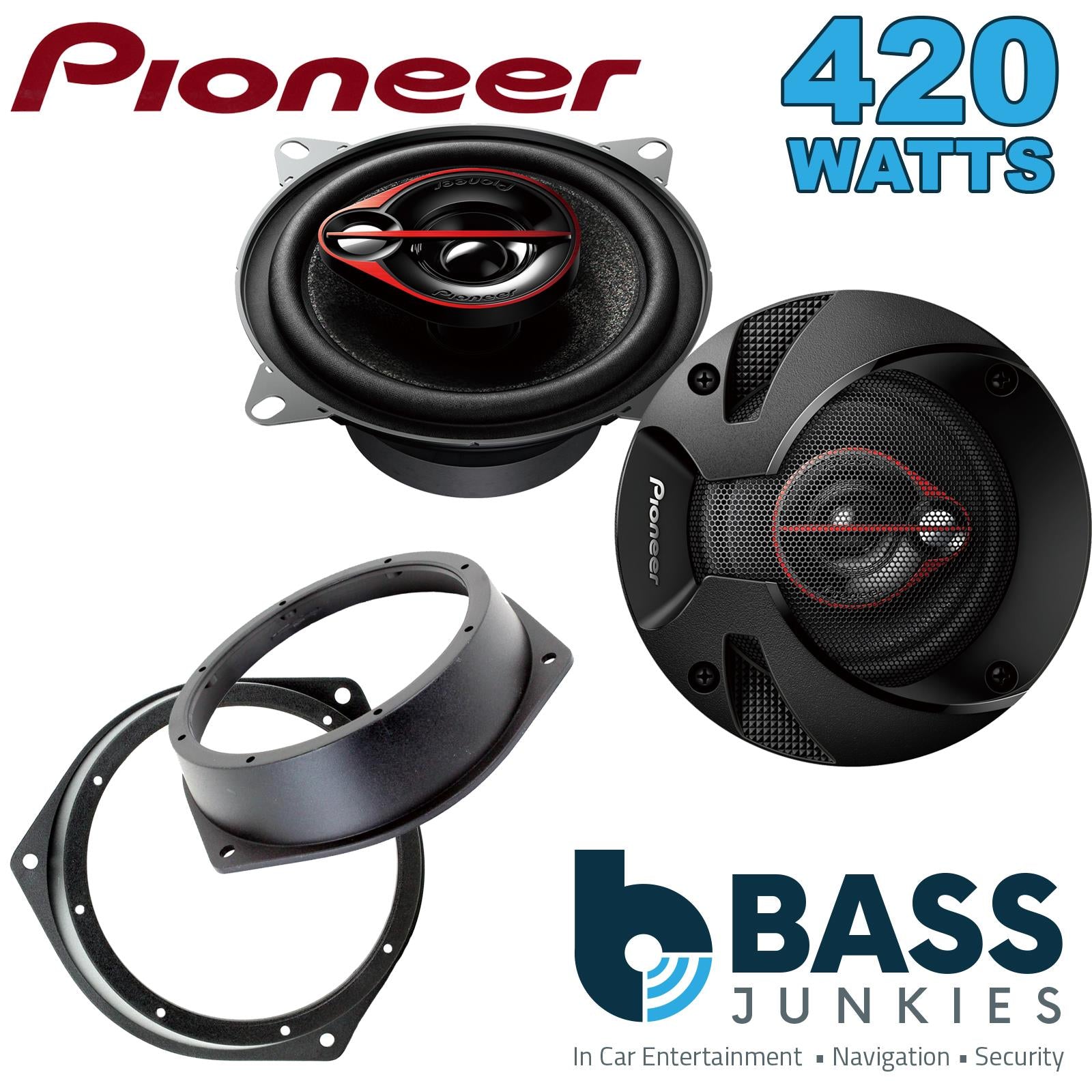 Pioneer 3 Way 4" 420W Coaxial Speakers with Brackets for Vauxhall Vivaro 2001-14