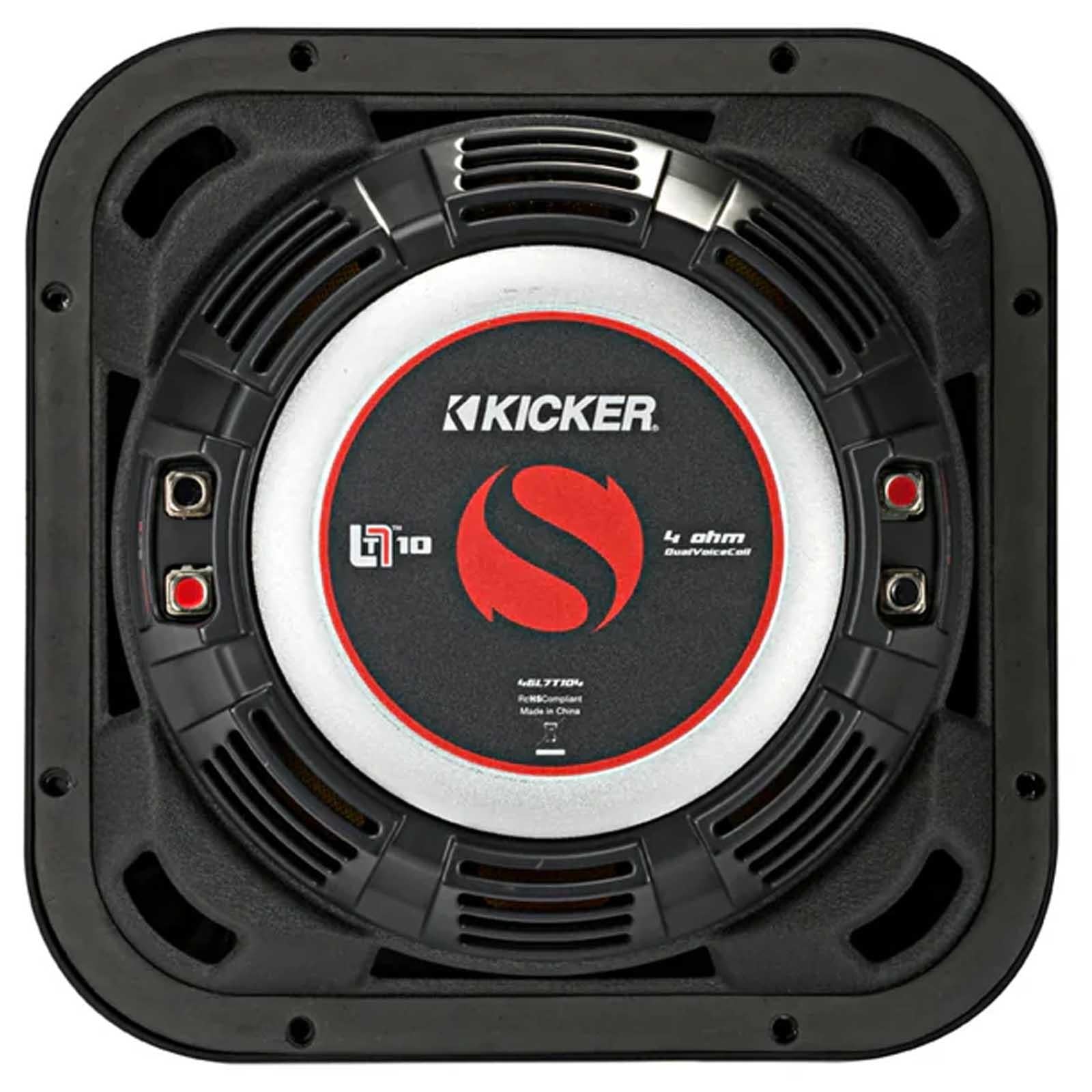 Kicker 46L7T104 L7T 10" Slim Square Subwoofer DVC 4 Ohm 1000W