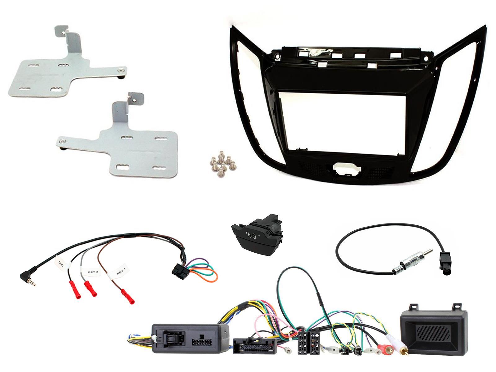 SONY DAB+ Apple | Android Double Din Stereo Fitting Kit + Steering Wheel Stalk Controls to fit Ford C-Max 2010-